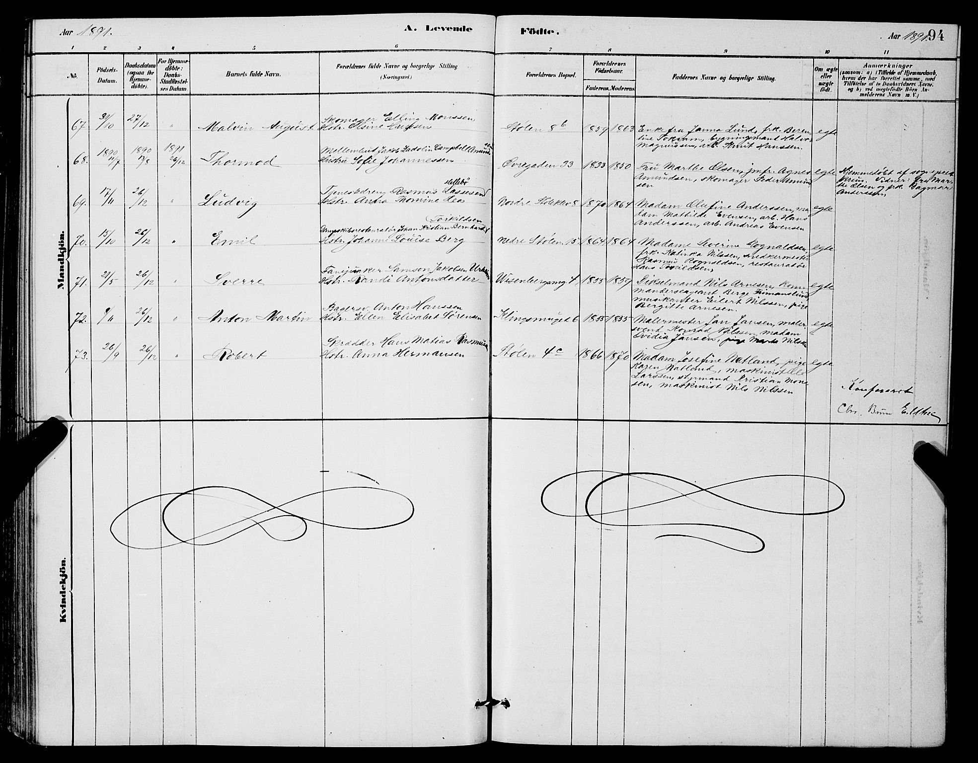 Mariakirken Sokneprestembete, AV/SAB-A-76901/H/Hab/L0004: Parish register (copy) no. A 4, 1878-1892, p. 94