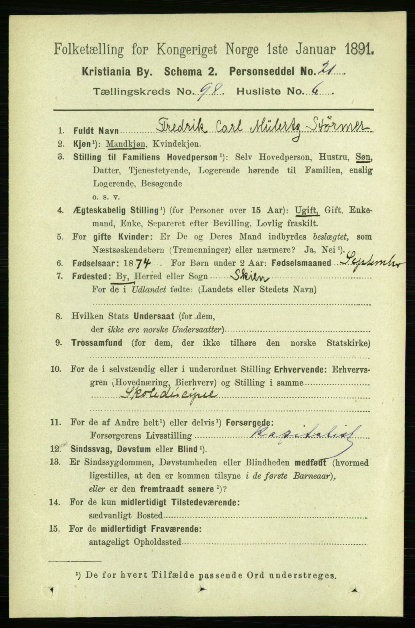 RA, 1891 census for 0301 Kristiania, 1891, p. 47855