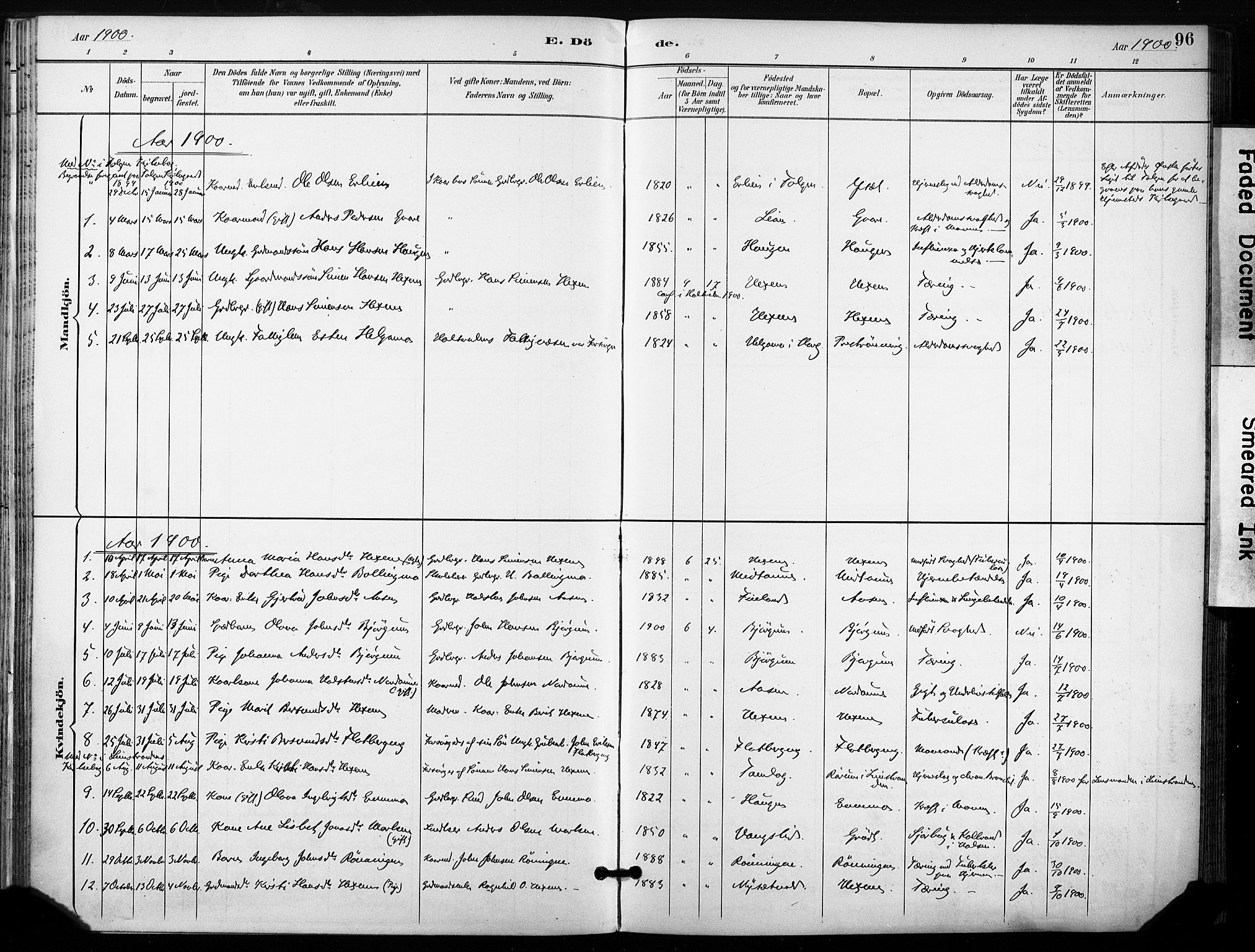 Ministerialprotokoller, klokkerbøker og fødselsregistre - Sør-Trøndelag, SAT/A-1456/685/L0973: Parish register (official) no. 685A10, 1891-1907, p. 96