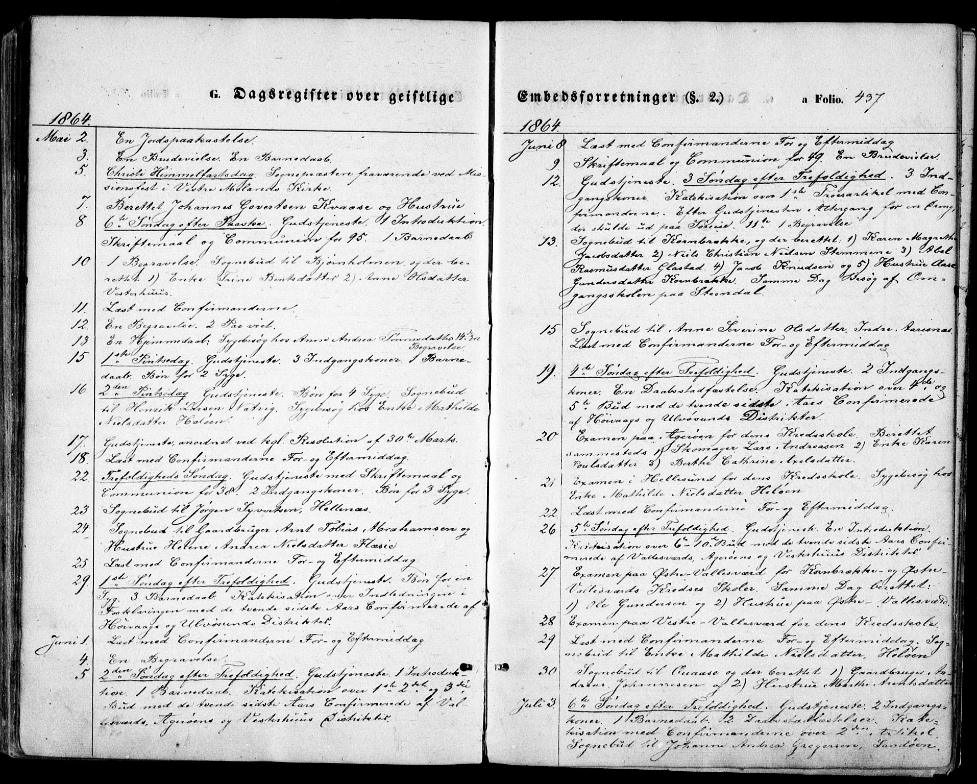 Høvåg sokneprestkontor, AV/SAK-1111-0025/F/Fa/L0004: Parish register (official) no. A 4, 1859-1877, p. 437