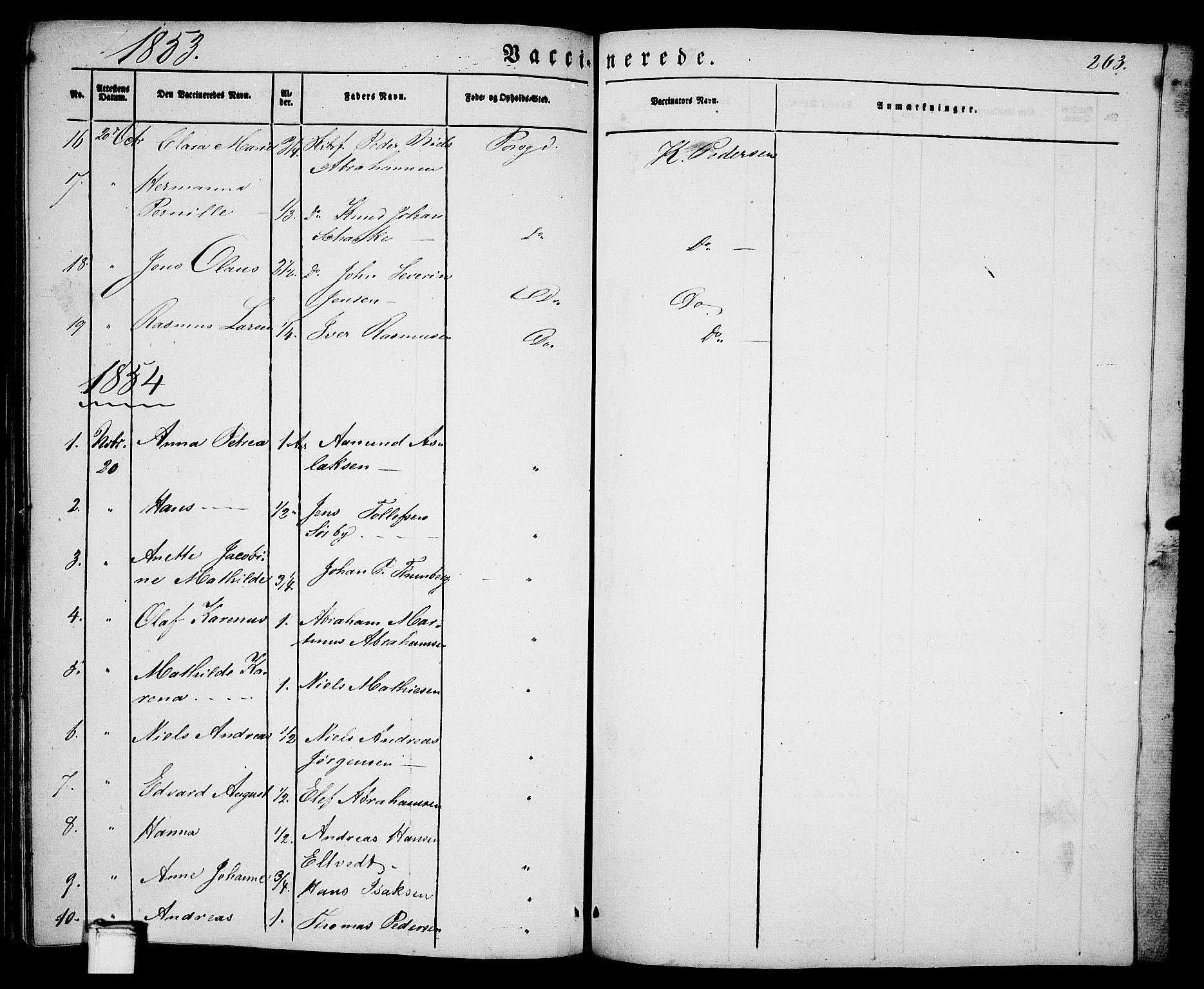 Porsgrunn kirkebøker , SAKO/A-104/G/Ga/L0002: Parish register (copy) no. I 2, 1847-1877, p. 263
