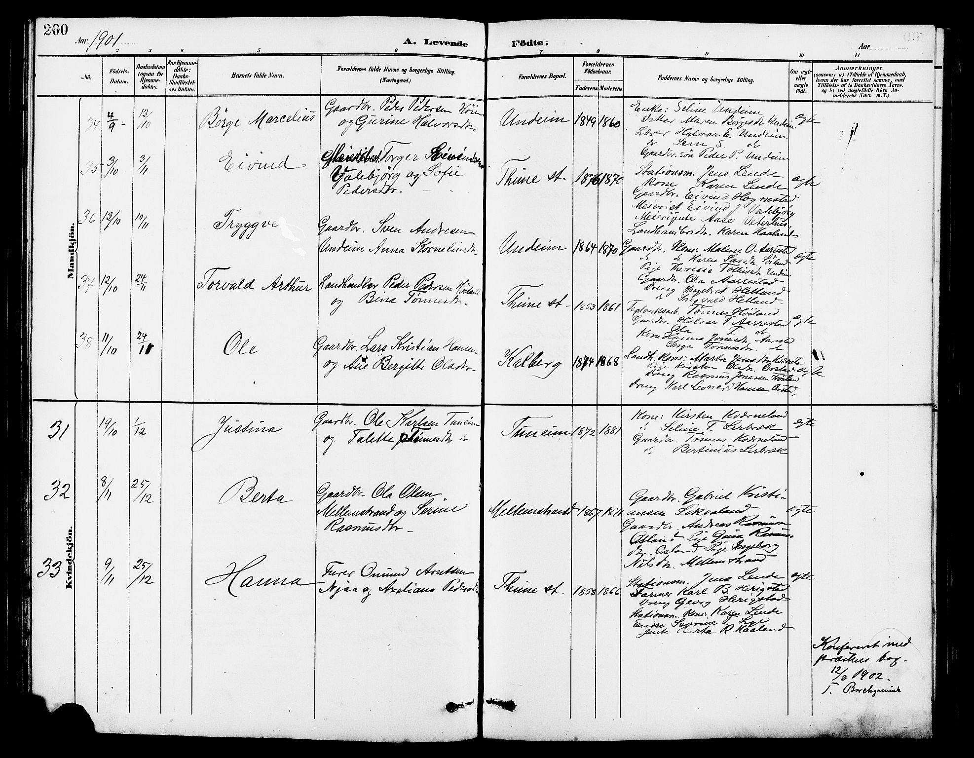 Lye sokneprestkontor, AV/SAST-A-101794/001/30BB/L0007: Parish register (copy) no. B 8, 1889-1909, p. 200