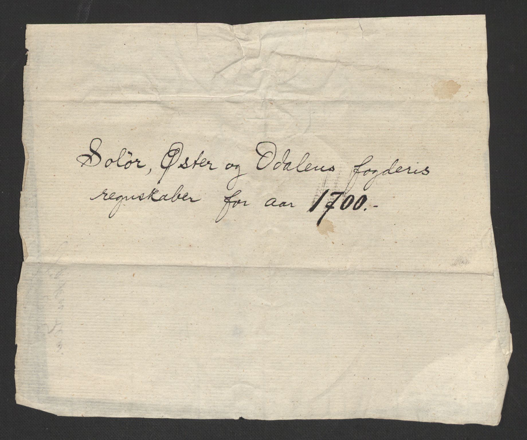 Rentekammeret inntil 1814, Reviderte regnskaper, Fogderegnskap, AV/RA-EA-4092/R13/L0838: Fogderegnskap Solør, Odal og Østerdal, 1700, p. 3