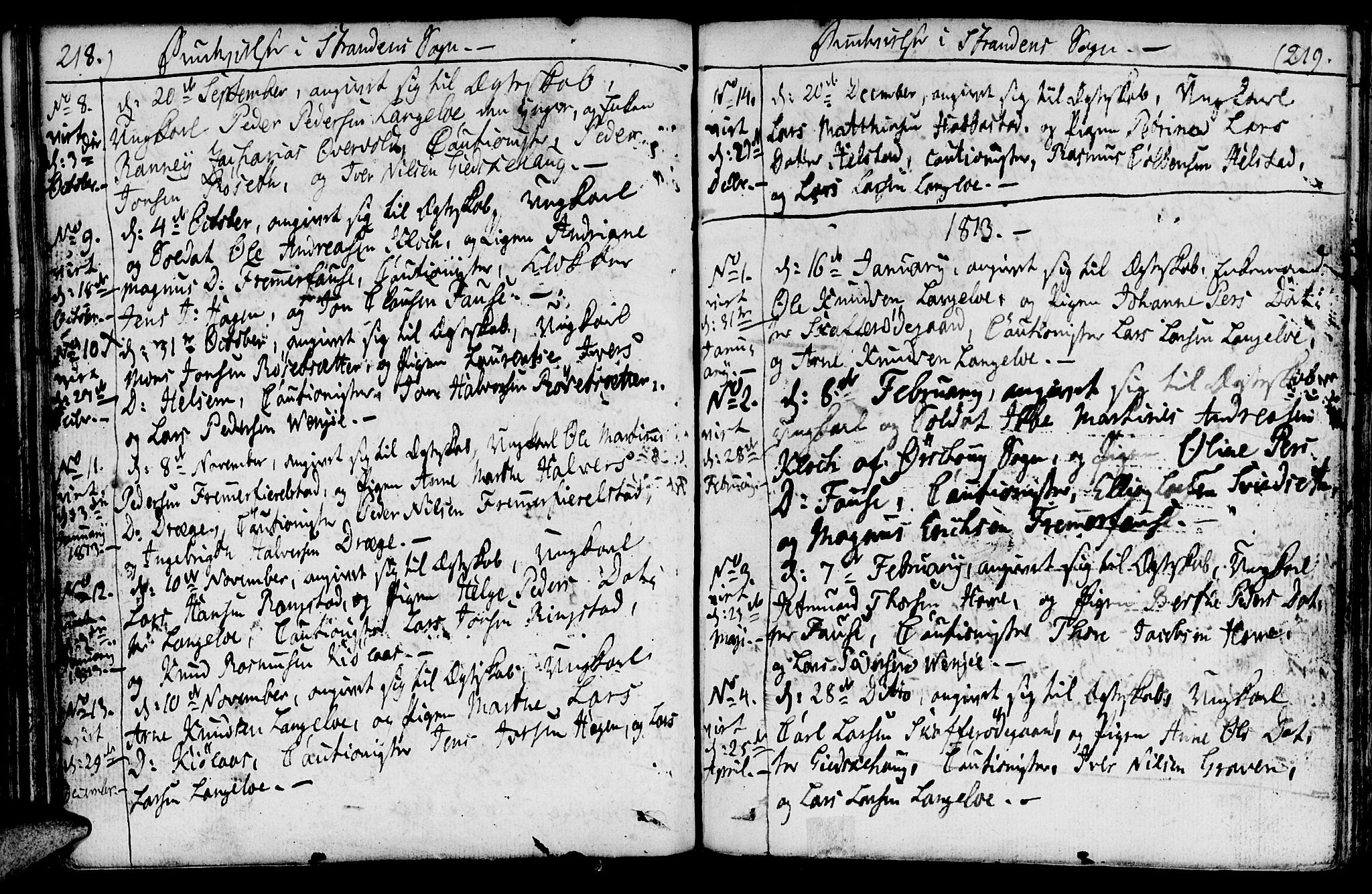 Ministerialprotokoller, klokkerbøker og fødselsregistre - Møre og Romsdal, SAT/A-1454/520/L0272: Parish register (official) no. 520A02, 1802-1827, p. 218-219