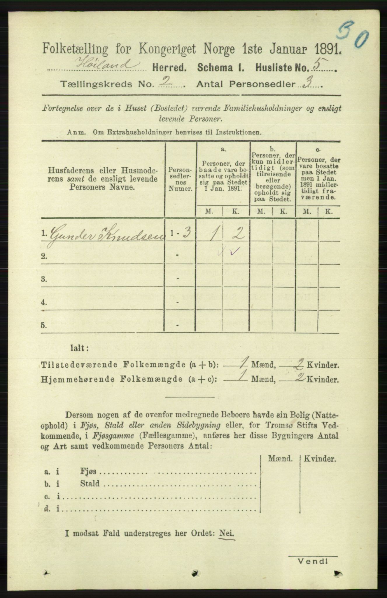 RA, 1891 census for 1123 Høyland, 1891, p. 281