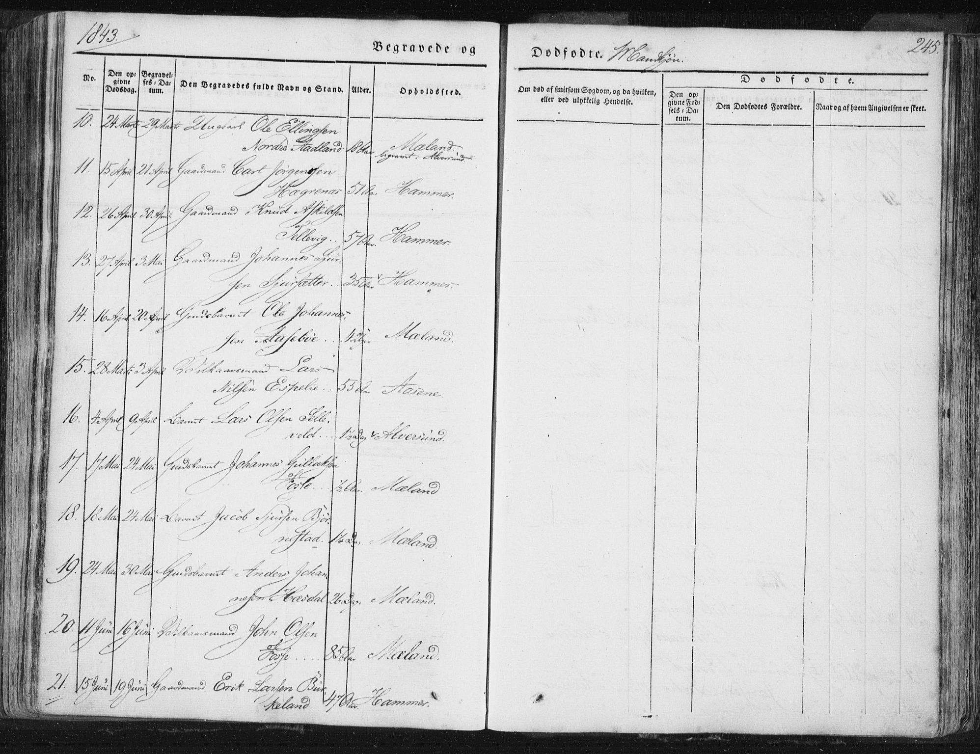 Hamre sokneprestembete, SAB/A-75501/H/Ha/Haa/Haaa/L0012: Parish register (official) no. A 12, 1834-1845, p. 245