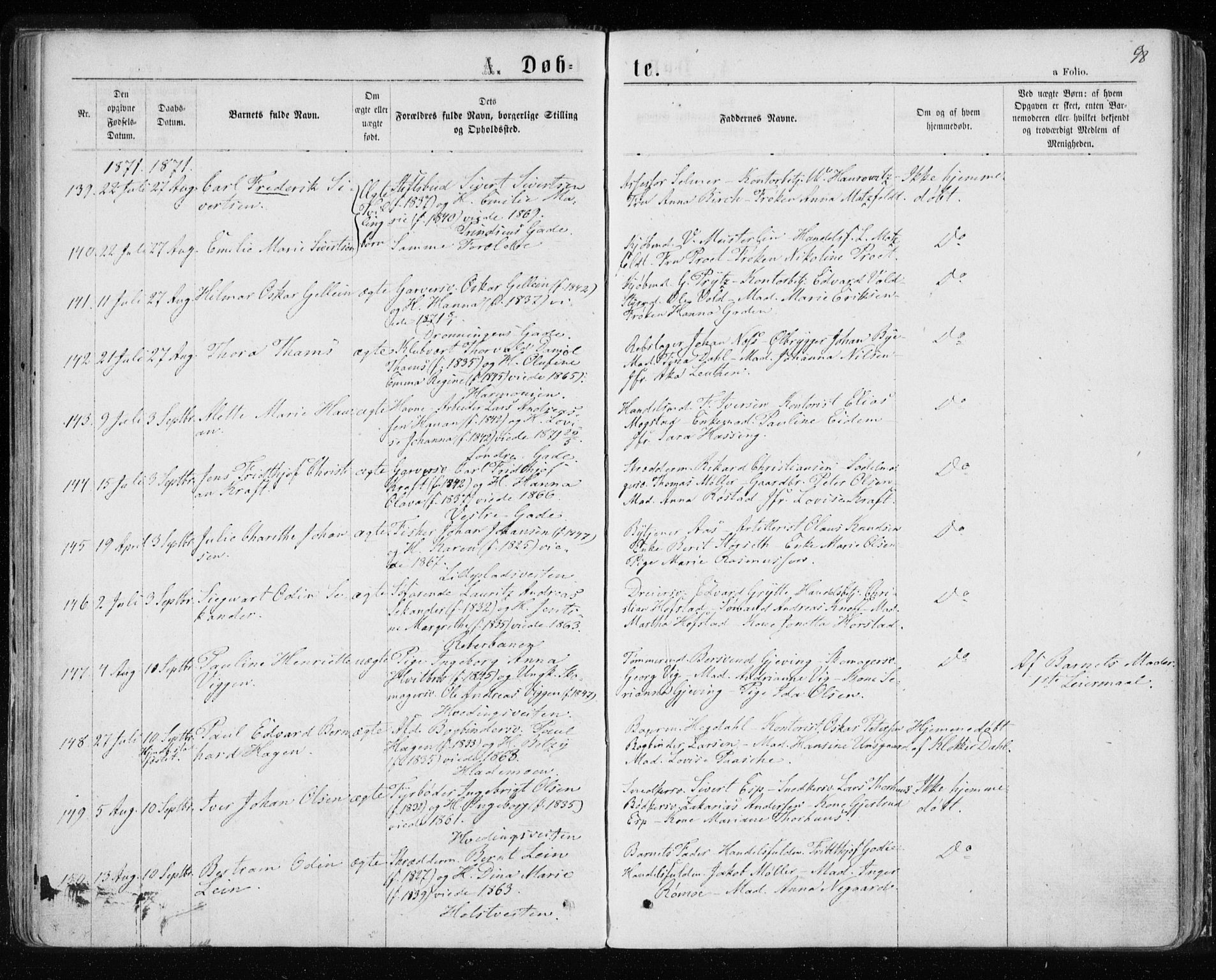 Ministerialprotokoller, klokkerbøker og fødselsregistre - Sør-Trøndelag, AV/SAT-A-1456/601/L0054: Parish register (official) no. 601A22, 1866-1877, p. 98