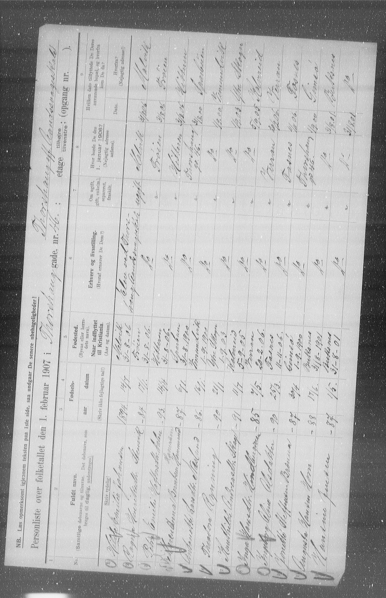 OBA, Municipal Census 1907 for Kristiania, 1907, p. 58462