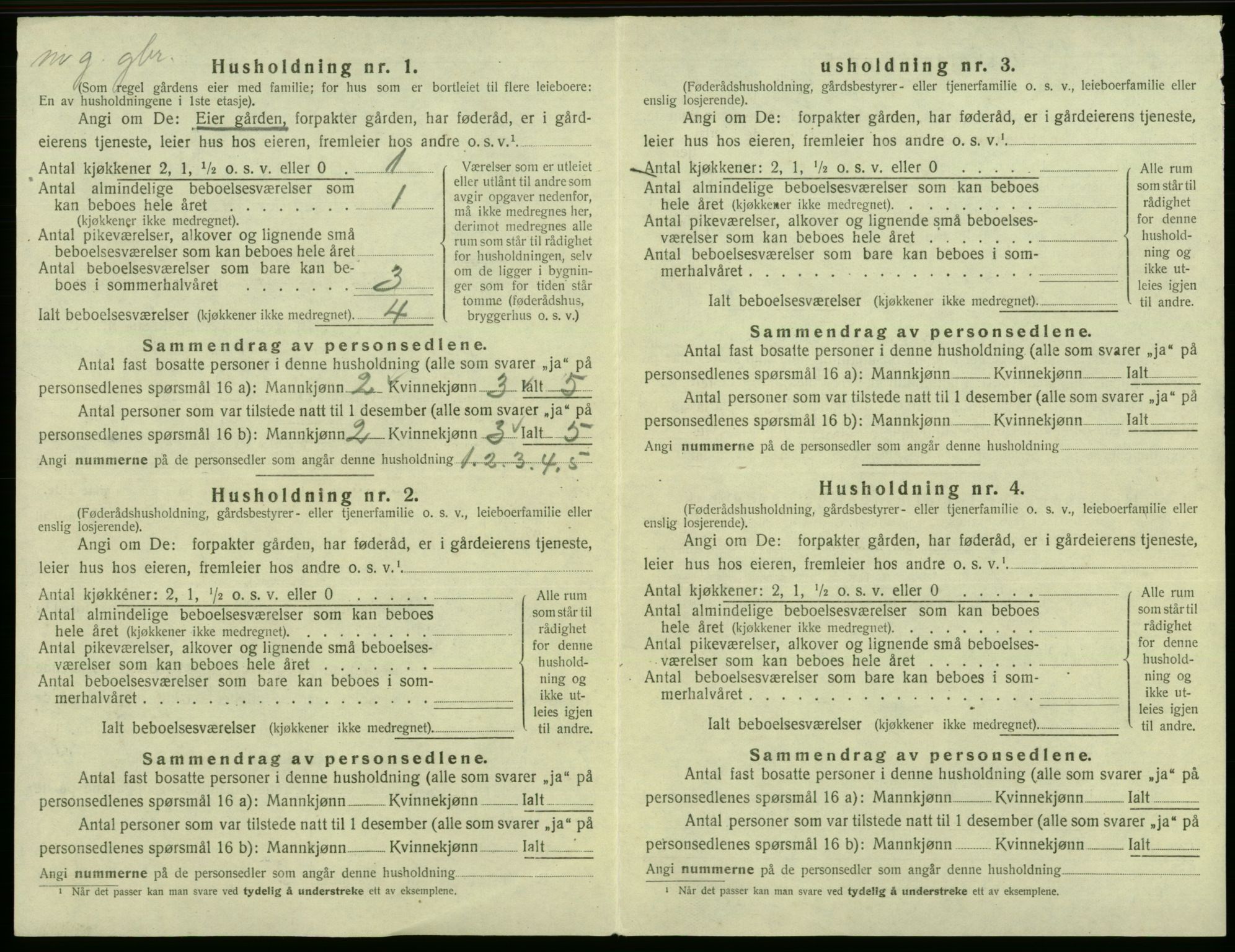 SAB, 1920 census for Fana, 1920, p. 291