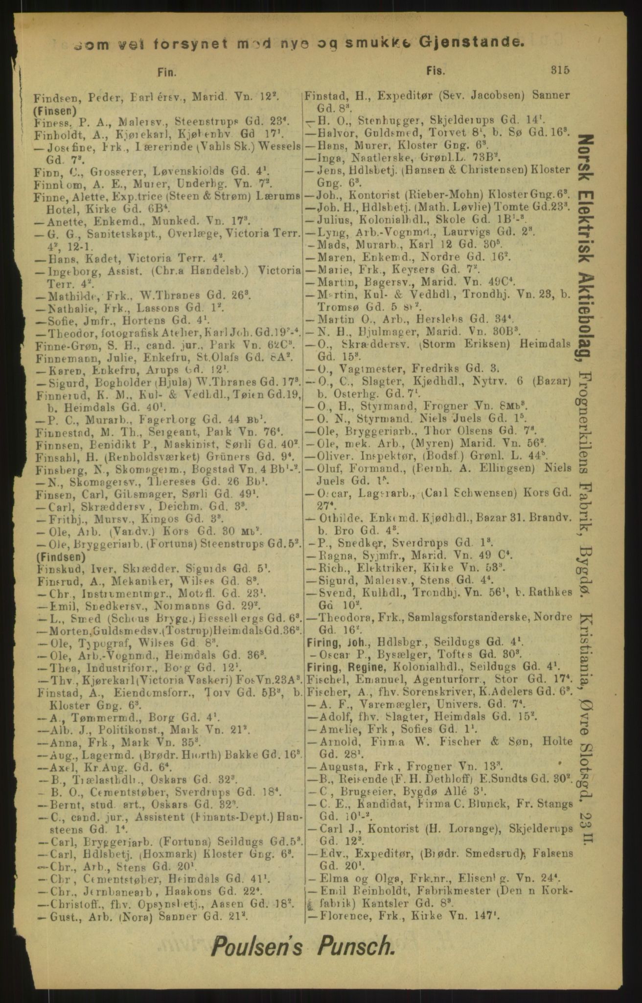 Kristiania/Oslo adressebok, PUBL/-, 1900, p. 315