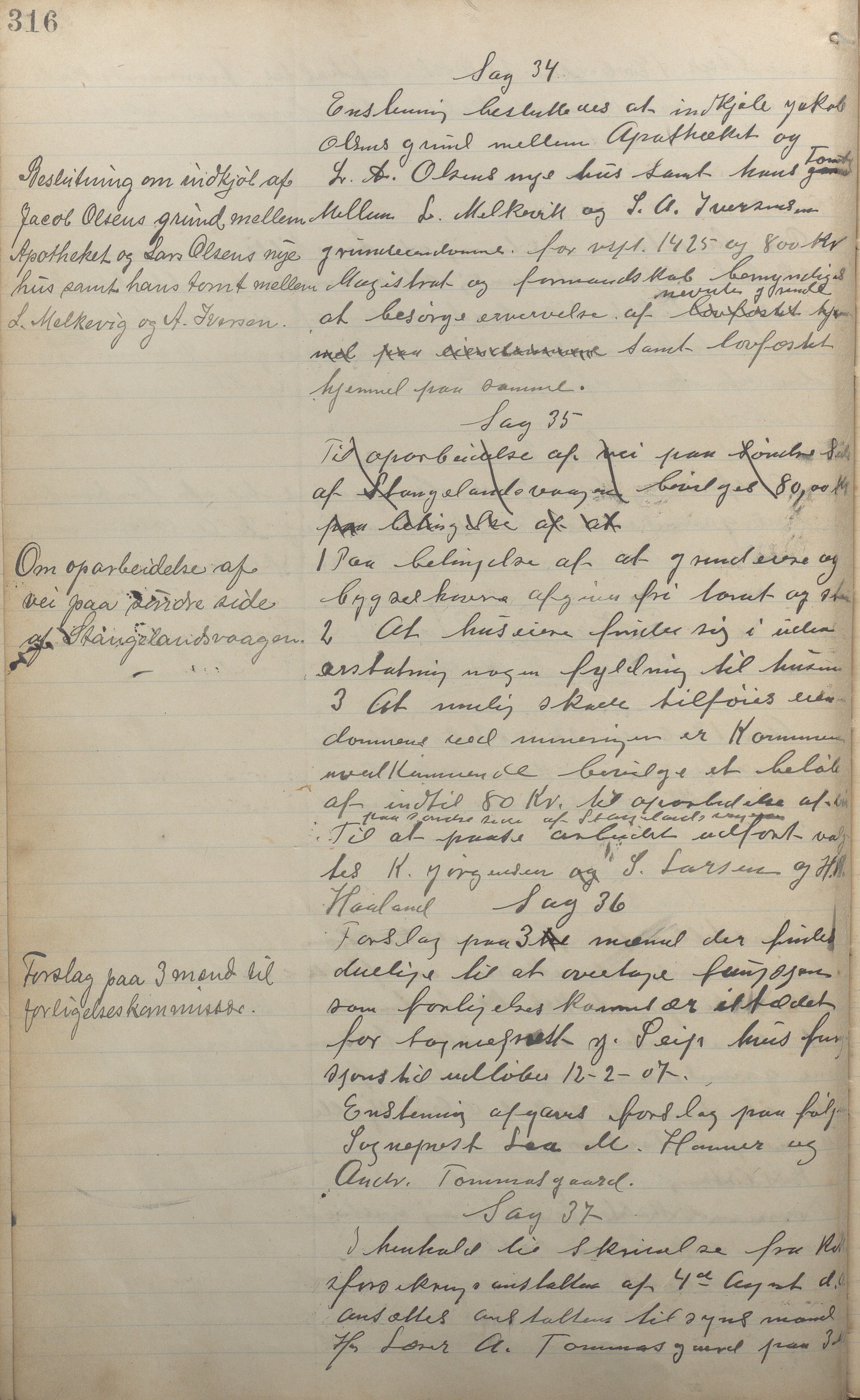 Kopervik Kommune - Formannskapet og Bystyret, IKAR/K-102468/A/Aa/L0003: Møtebok, 1894-1912, p. 316