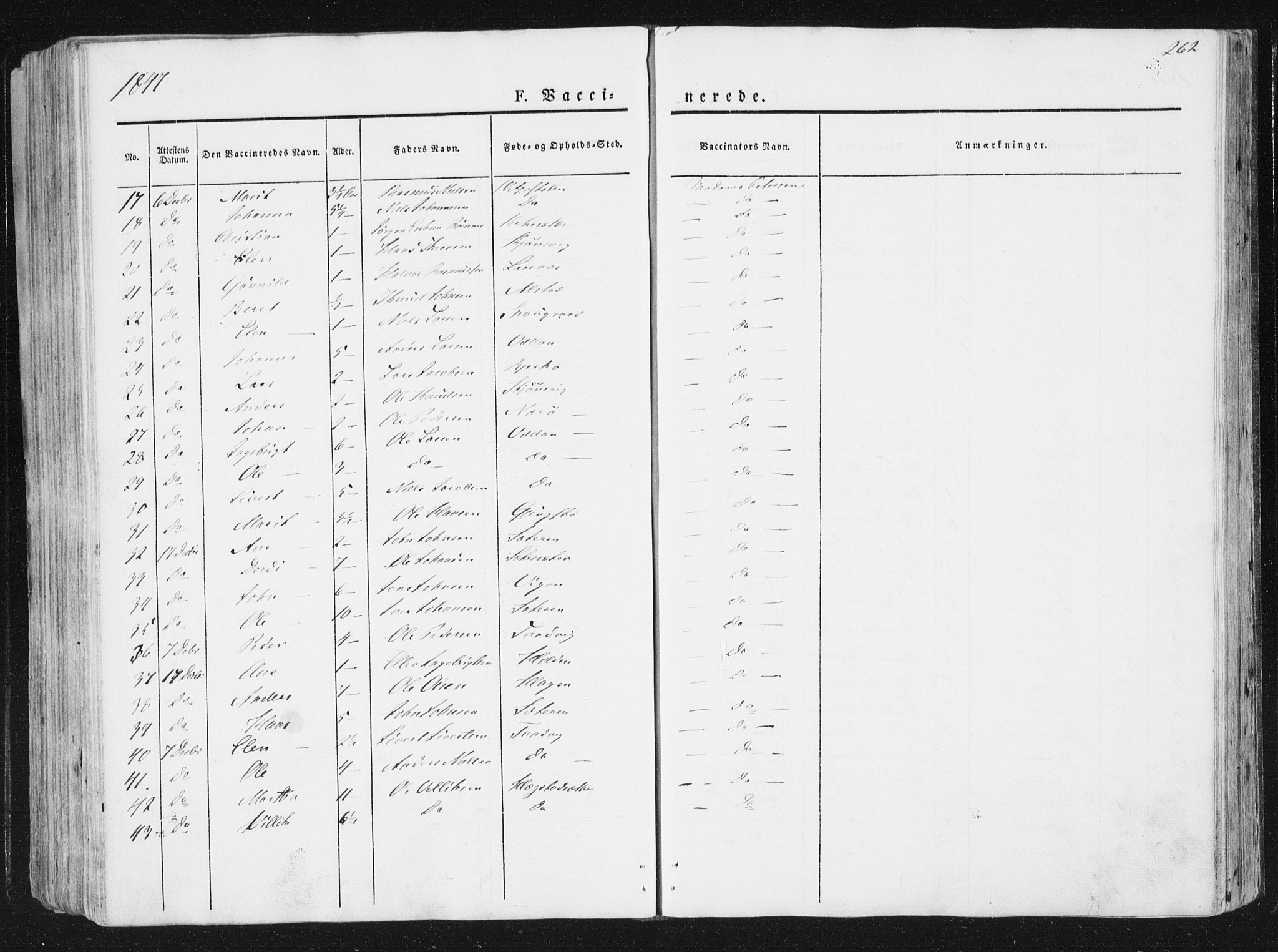 Ministerialprotokoller, klokkerbøker og fødselsregistre - Sør-Trøndelag, SAT/A-1456/630/L0493: Parish register (official) no. 630A06, 1841-1851, p. 262