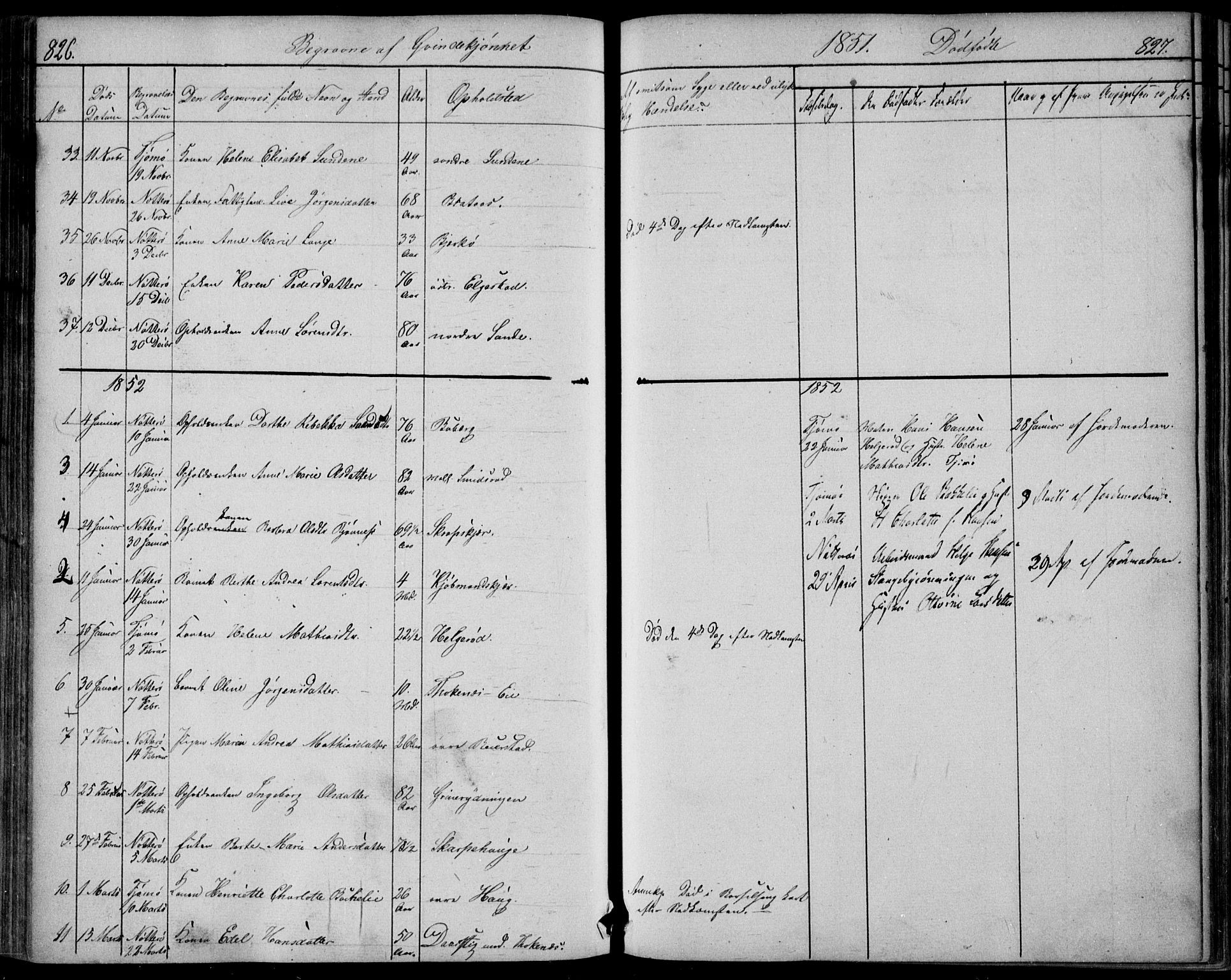 Nøtterøy kirkebøker, AV/SAKO-A-354/F/Fa/L0005: Parish register (official) no. I 5, 1839-1852, p. 826-827