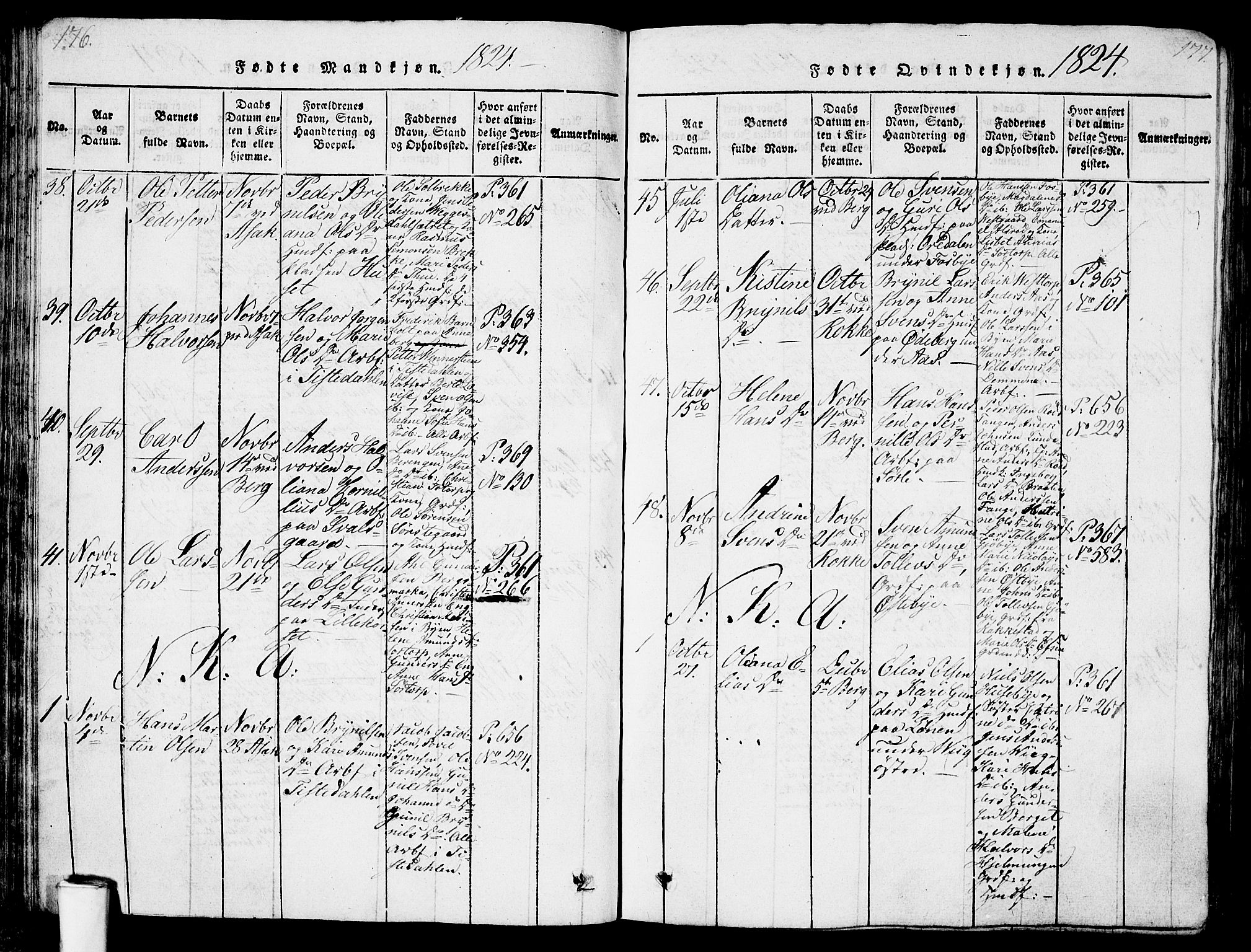 Berg prestekontor Kirkebøker, AV/SAO-A-10902/G/Ga/L0001: Parish register (copy) no. I 1, 1815-1832, p. 176-177