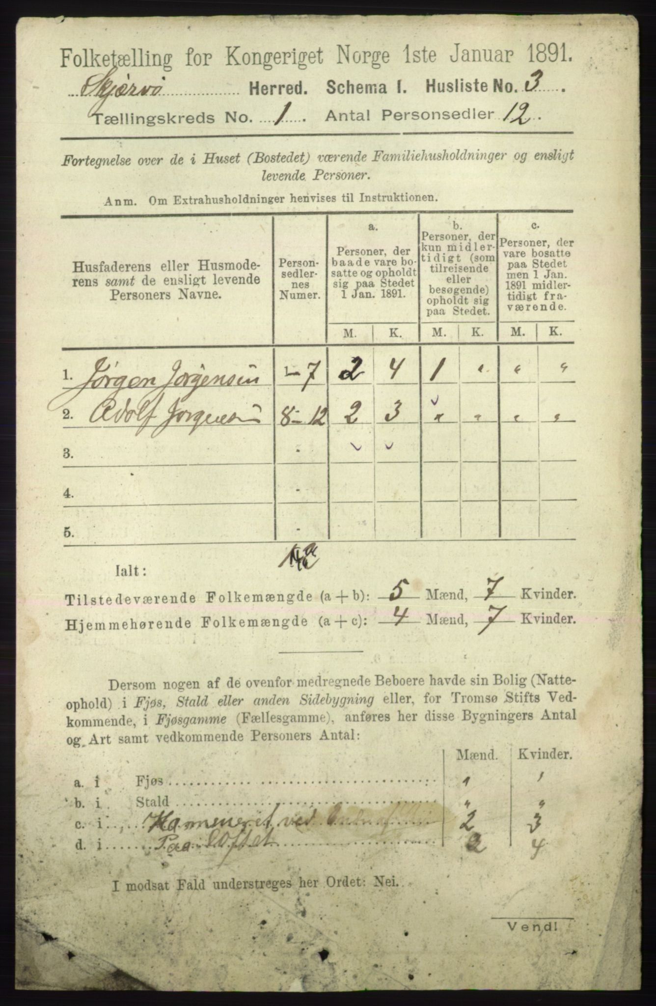 RA, 1891 census for 1941 Skjervøy, 1891, p. 21
