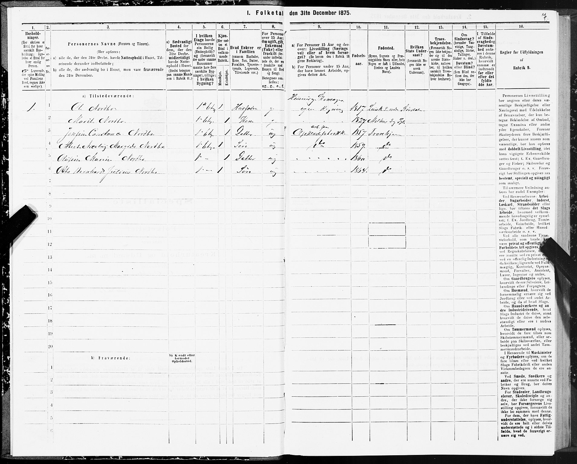 SAT, 1875 census for 1601 Trondheim, 1875, p. 8007