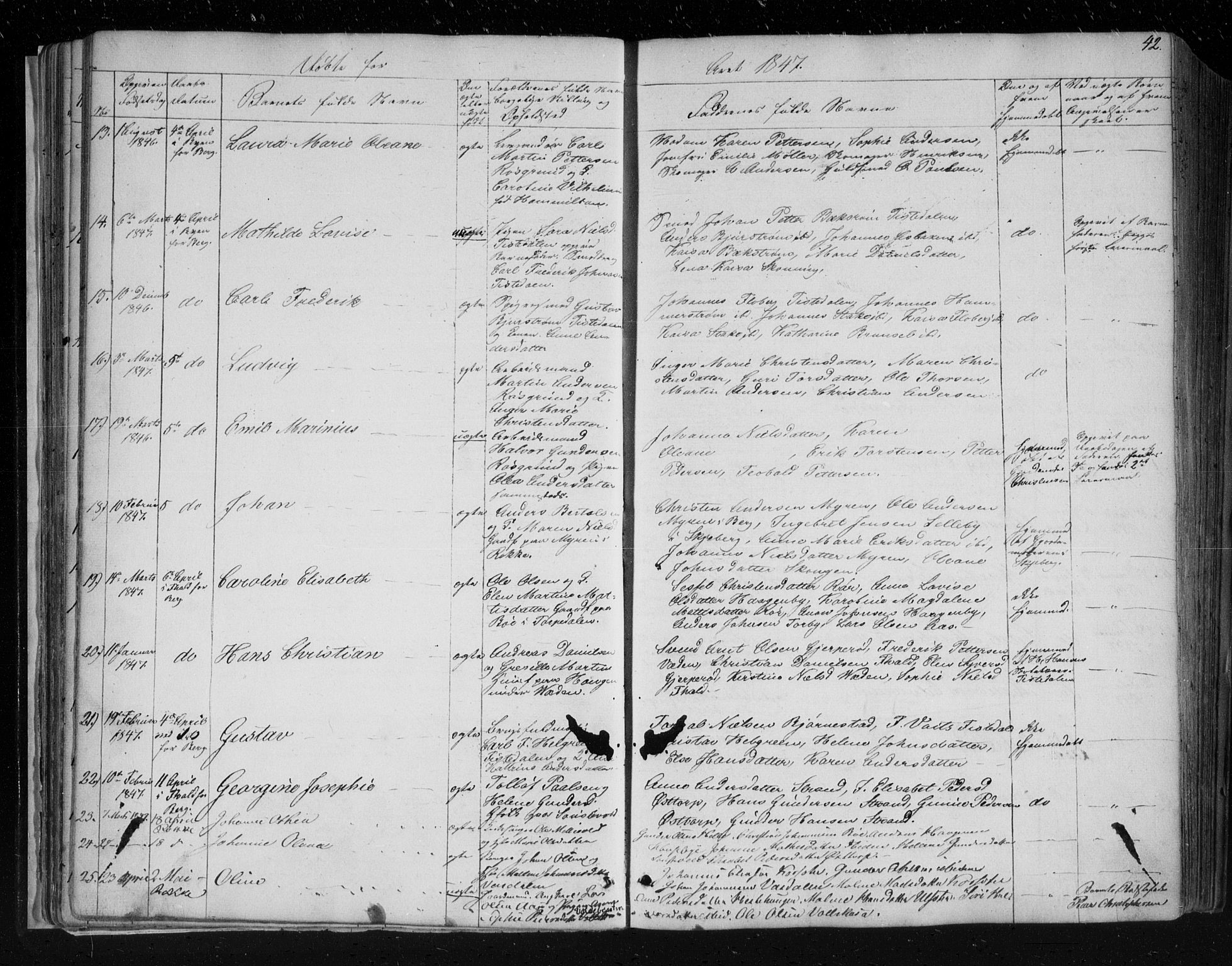 Berg prestekontor Kirkebøker, SAO/A-10902/F/Fa/L0004: Parish register (official) no. I 4, 1843-1860, p. 42