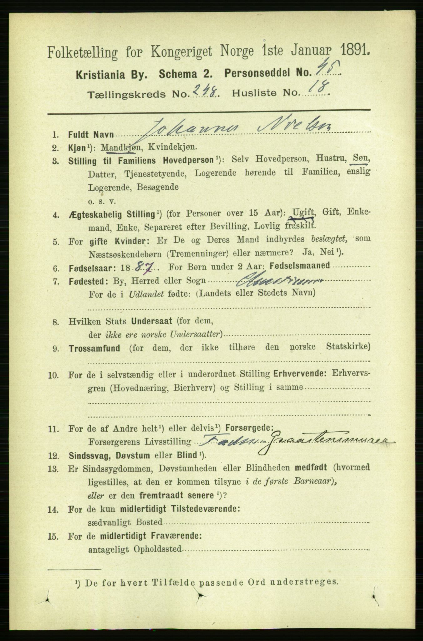 RA, 1891 census for 0301 Kristiania, 1891, p. 151946