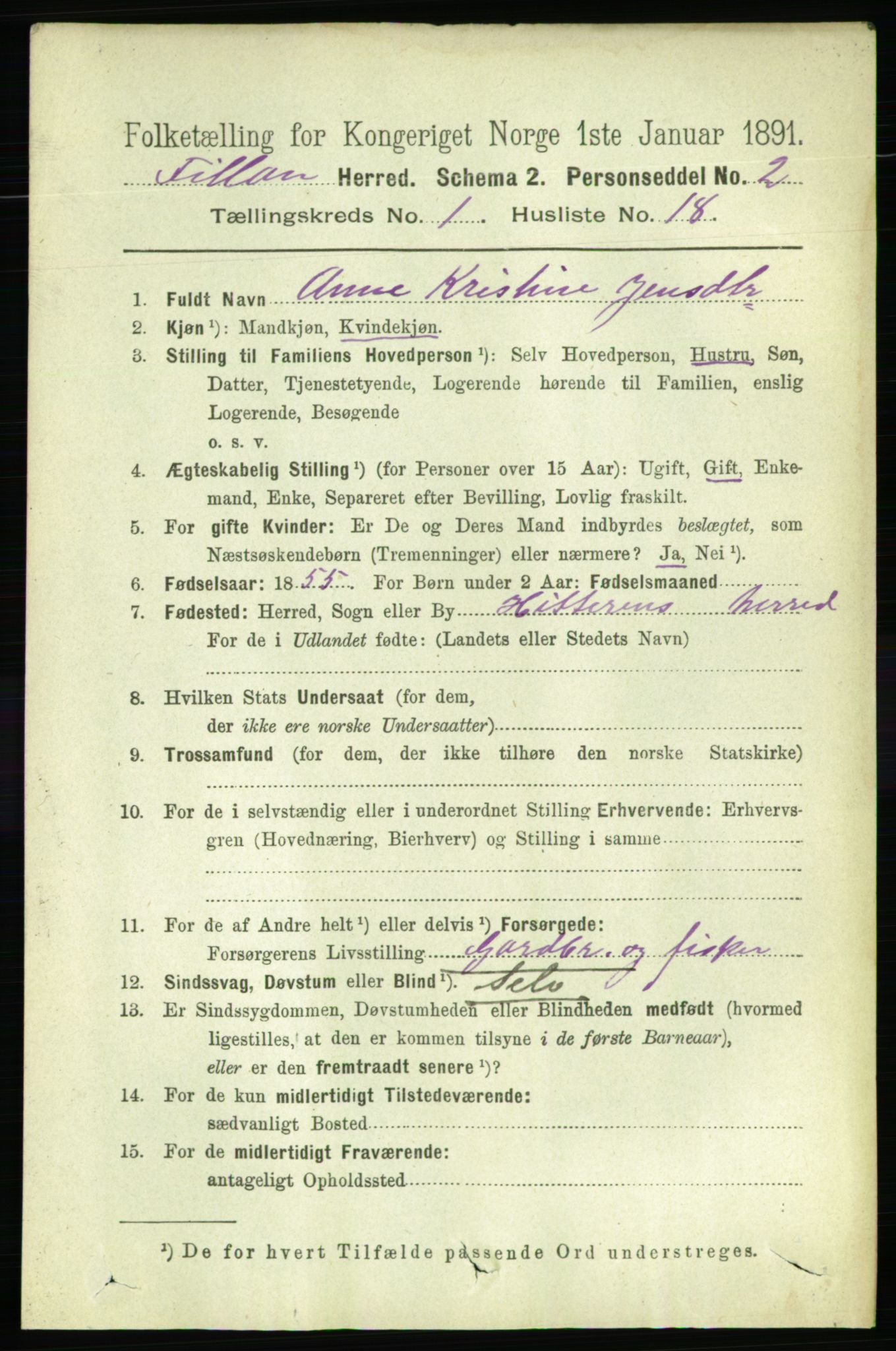 RA, 1891 census for 1616 Fillan, 1891, p. 173