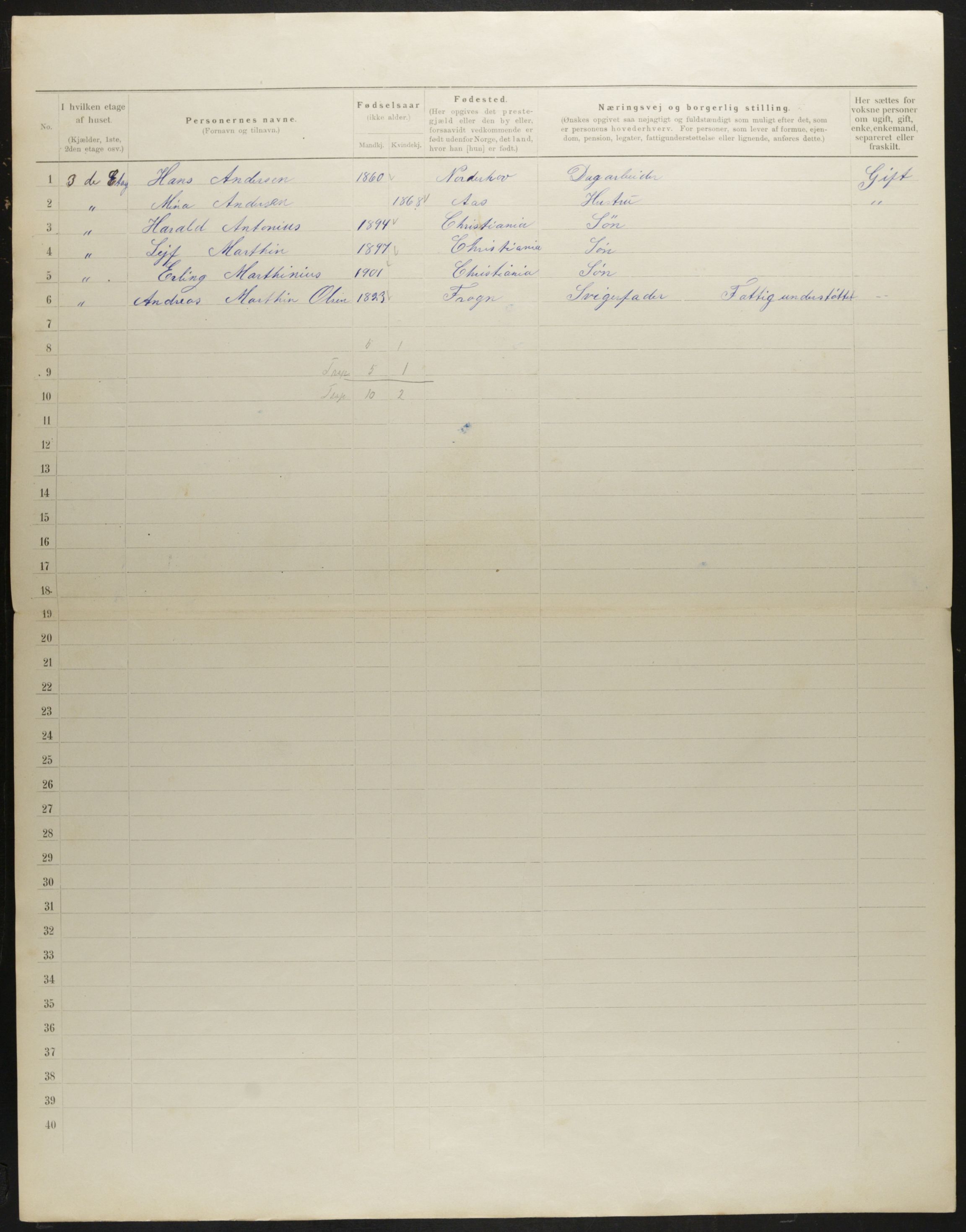 OBA, Municipal Census 1901 for Kristiania, 1901, p. 409