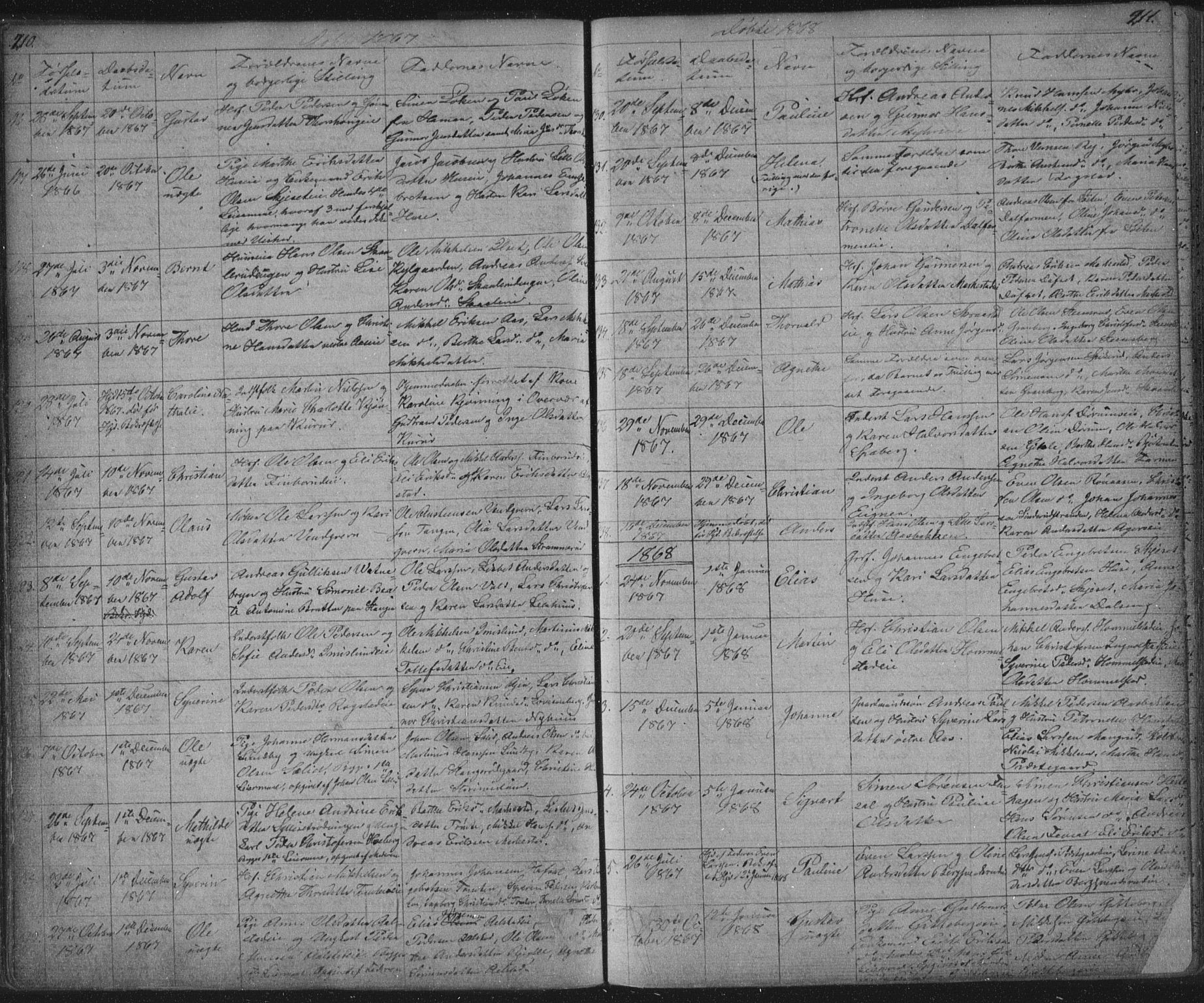 Vang prestekontor, Hedmark, AV/SAH-PREST-008/H/Ha/Hab/L0010A: Parish register (copy) no. 10a, 1854-1896, p. 210-211