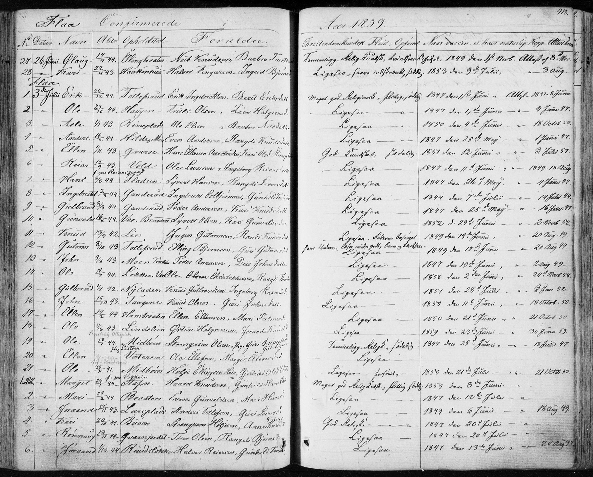 Nes kirkebøker, AV/SAKO-A-236/F/Fa/L0009: Parish register (official) no. 9, 1834-1863, p. 418