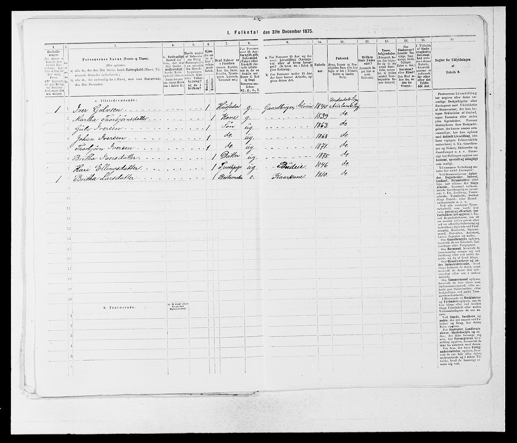 SAB, 1875 census for 1421P Aurland, 1875, p. 112