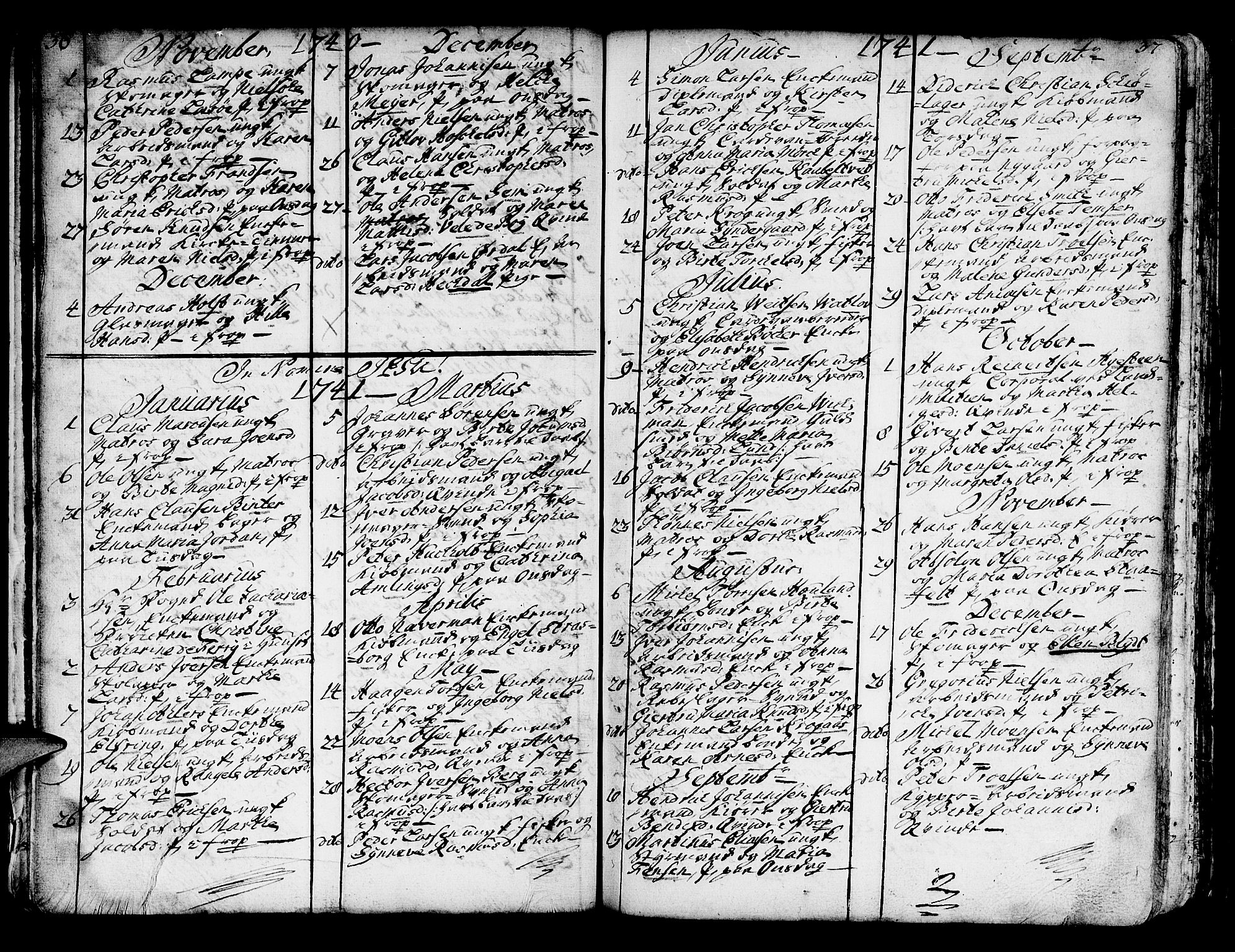 Domkirken sokneprestembete, SAB/A-74801/H/Haa/L0007: Parish register (official) no. A 7, 1725-1826, p. 36-37