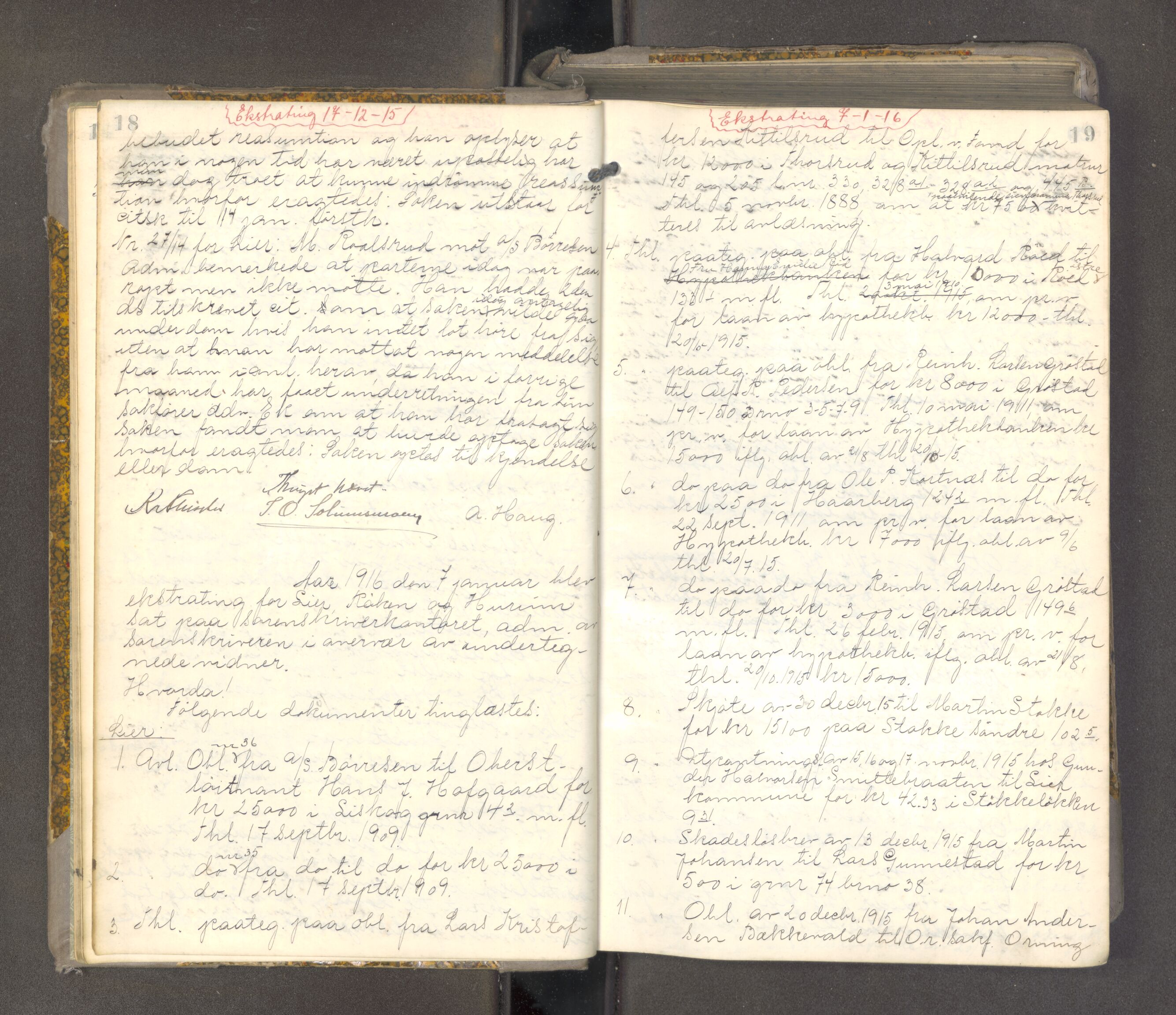 Lier, Røyken og Hurum sorenskriveri, AV/SAKO-A-89/F/Fa/L0098: Tingbok, 1915-1918, p. 18-19