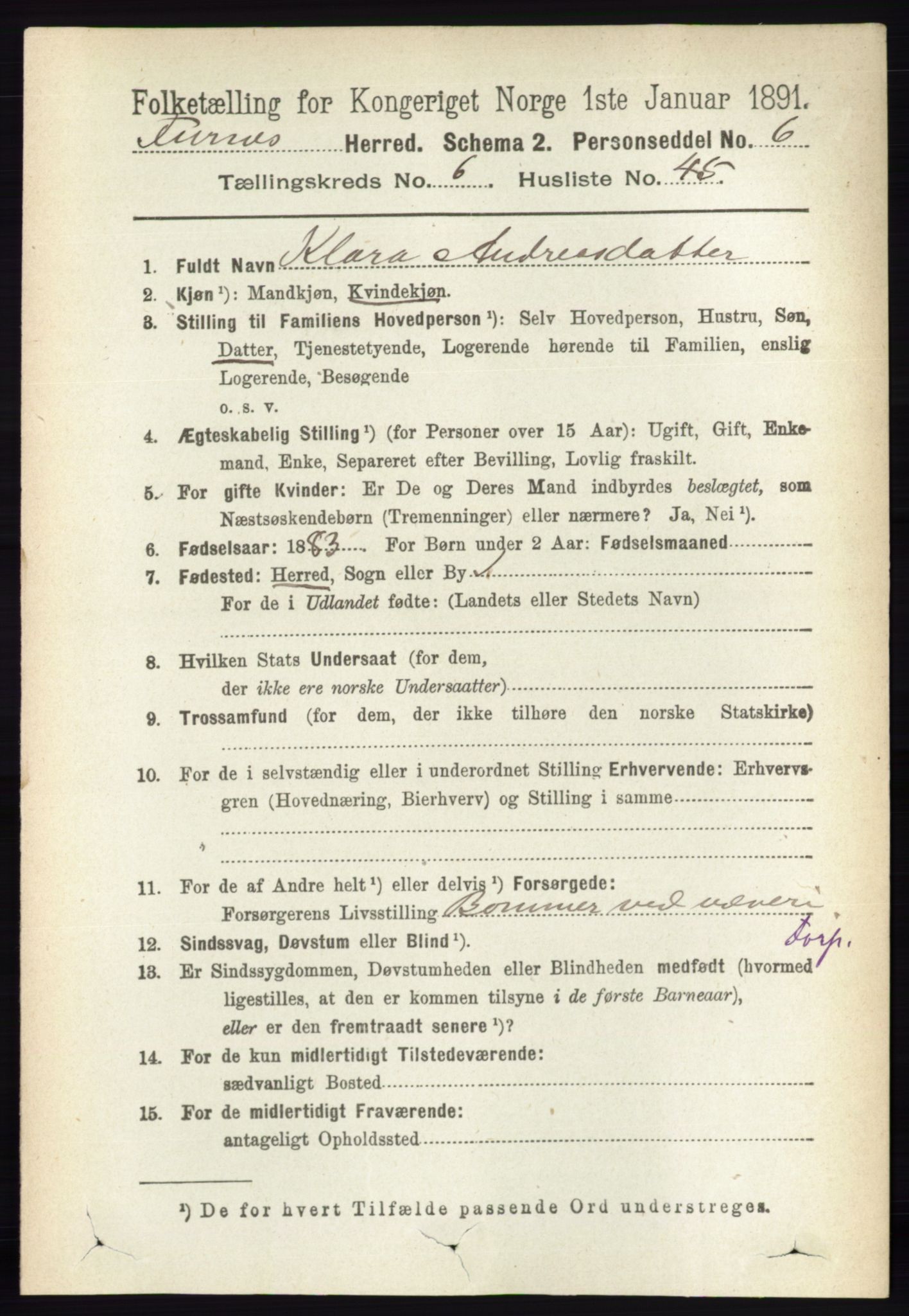 RA, Census 1891 for 0413 Furnes herred, 1891, p. 4334