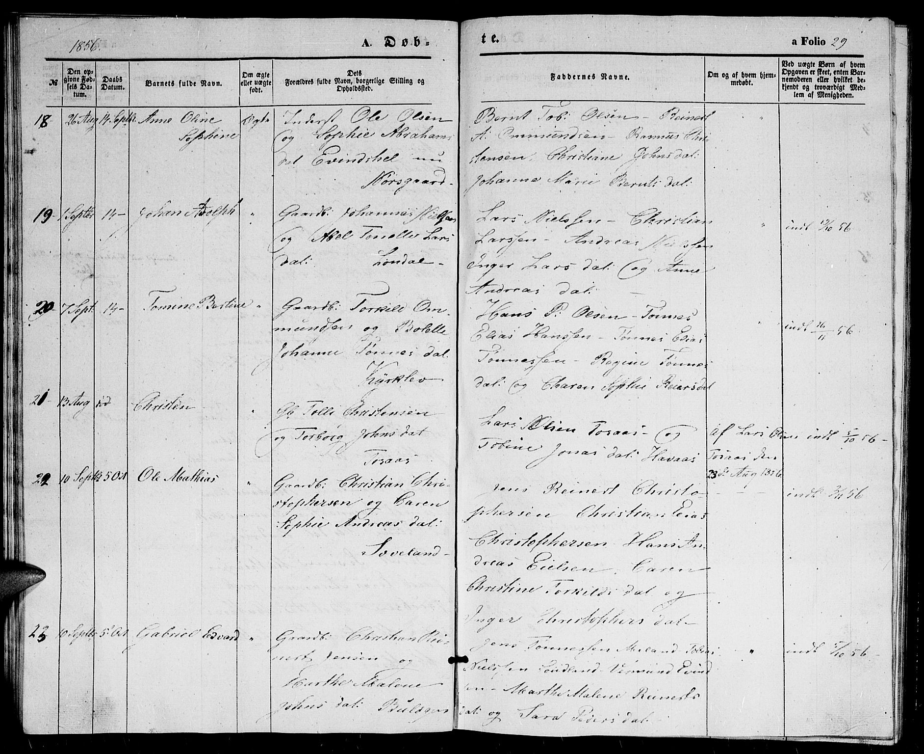 Herad sokneprestkontor, AV/SAK-1111-0018/F/Fb/Fba/L0002: Parish register (copy) no. B 2, 1852-1862, p. 29