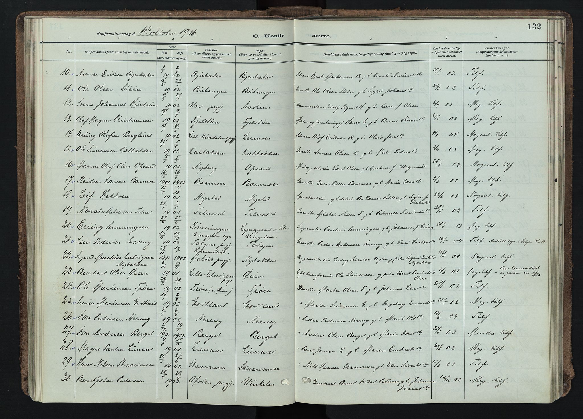 Tynset prestekontor, AV/SAH-PREST-058/H/Ha/Haa/L0026: Parish register (official) no. 26, 1915-1929, p. 132