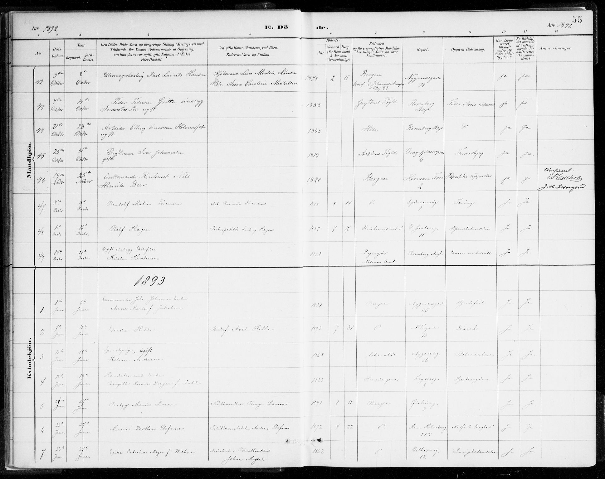 Johanneskirken sokneprestembete, SAB/A-76001/H/Haa/L0019: Parish register (official) no. E 1, 1885-1915, p. 55