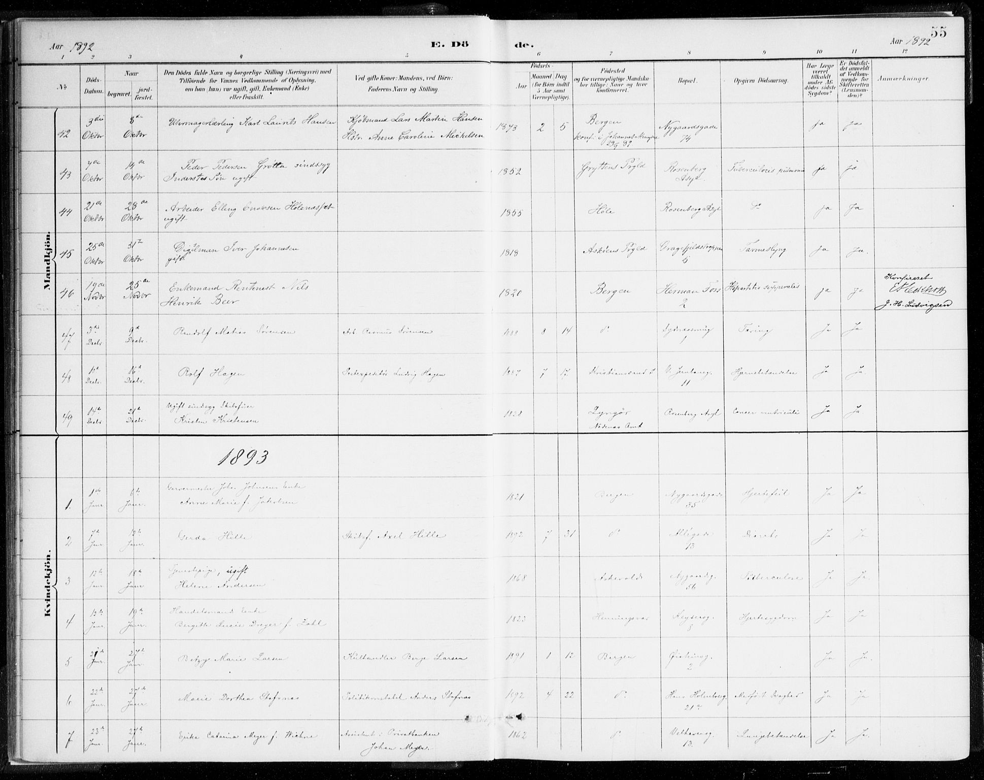 Johanneskirken sokneprestembete, AV/SAB-A-76001/H/Haa/L0019: Parish register (official) no. E 1, 1885-1915, p. 55