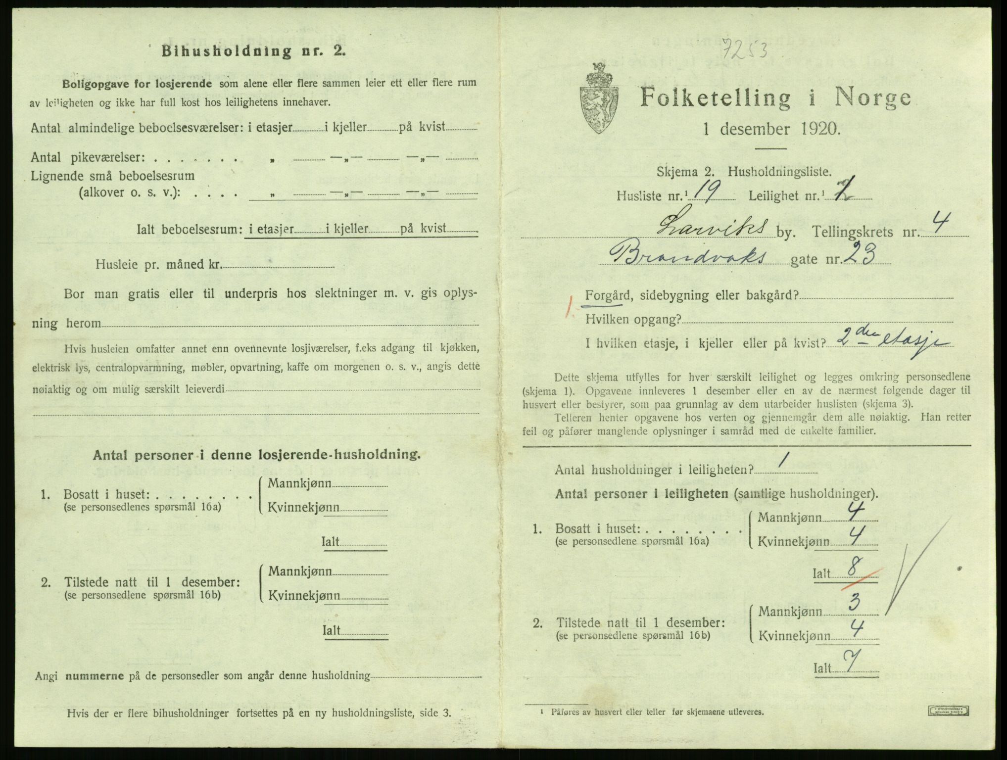 SAKO, 1920 census for Larvik, 1920, p. 4238