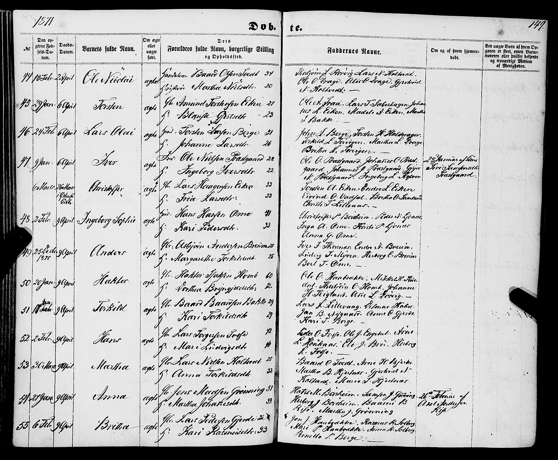 Strandebarm sokneprestembete, AV/SAB-A-78401/H/Haa: Parish register (official) no. A 8, 1858-1872, p. 149