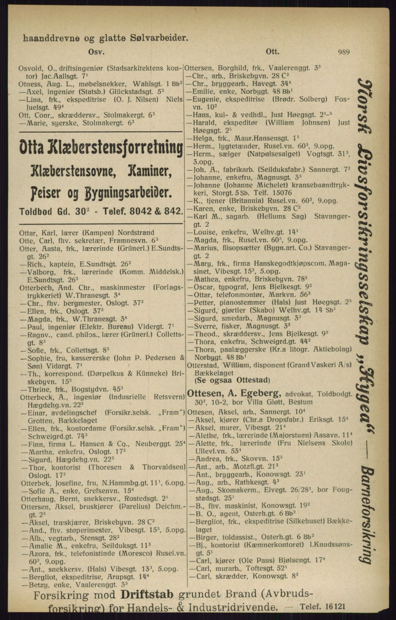 Kristiania/Oslo adressebok, PUBL/-, 1916, p. 989