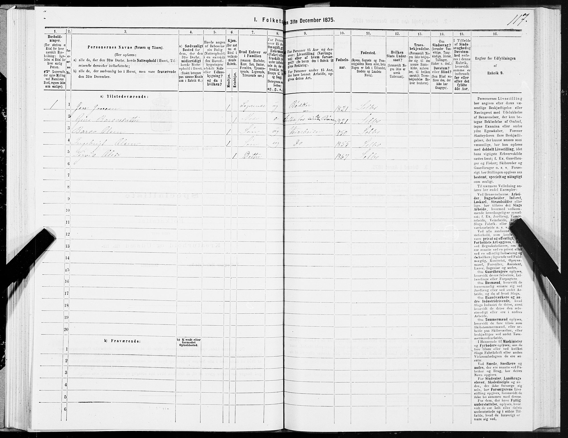 SAT, 1875 census for 1664P Selbu, 1875, p. 4117