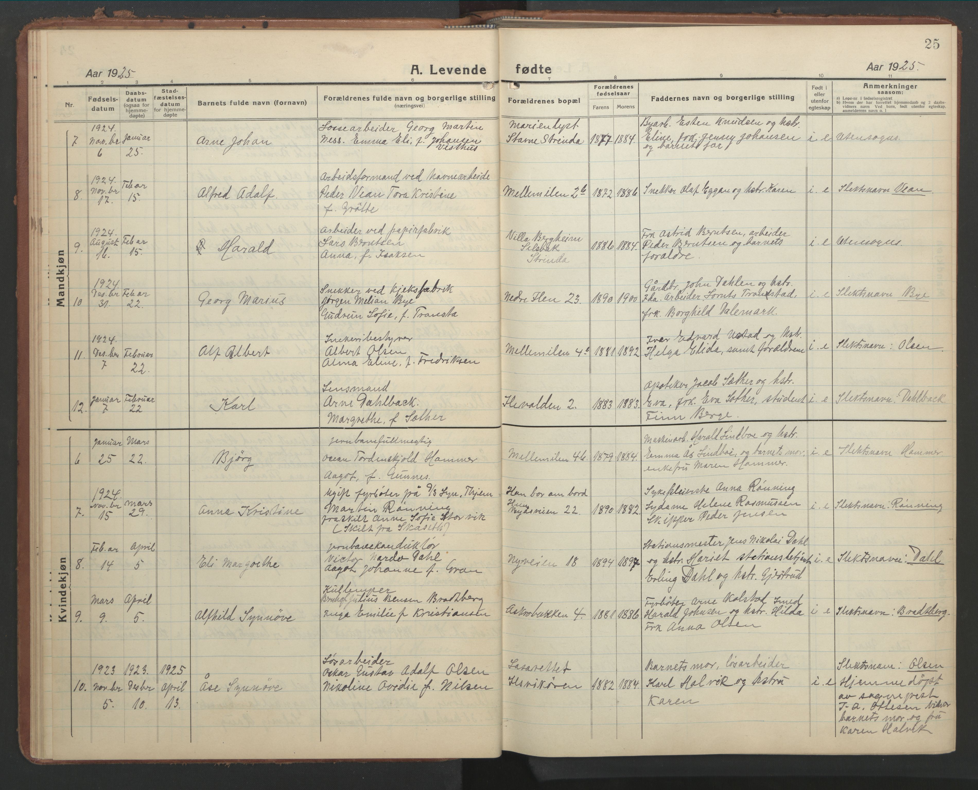 Ministerialprotokoller, klokkerbøker og fødselsregistre - Sør-Trøndelag, AV/SAT-A-1456/603/L0174: Parish register (copy) no. 603C02, 1923-1951, p. 25