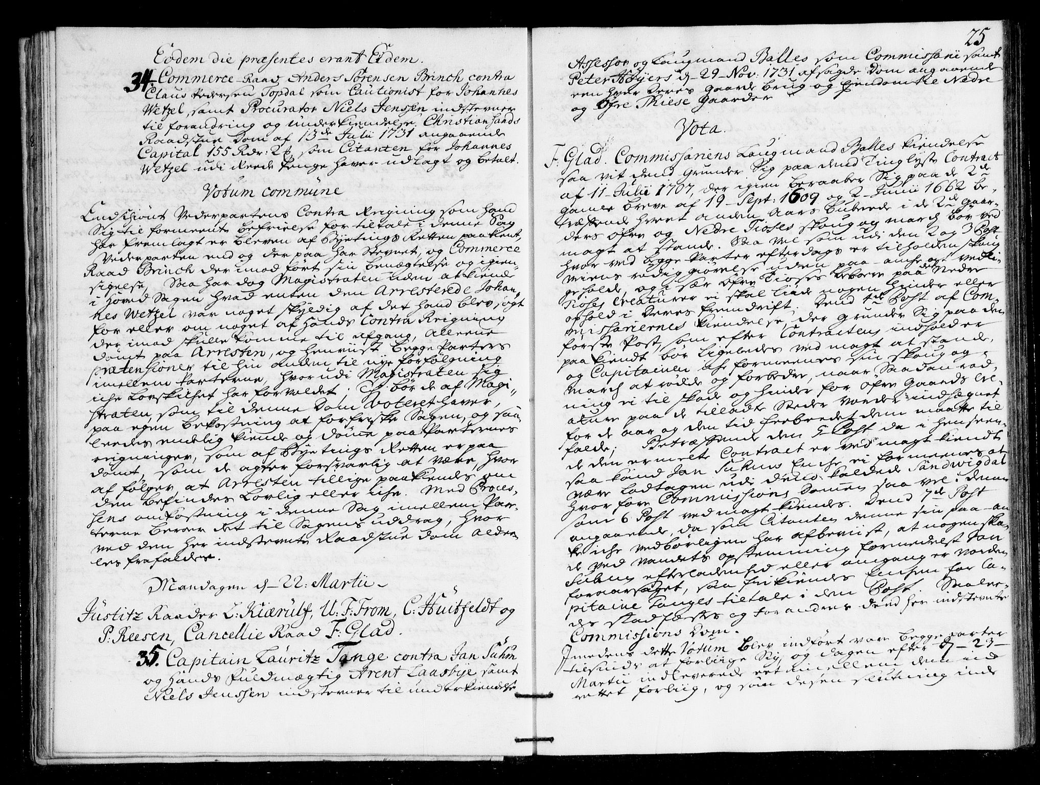 Overhoffretten 1667-1797, AV/RA-EA-2884/Ac/L0169: Voteringsprotokoll, 1734, p. 24b-25a