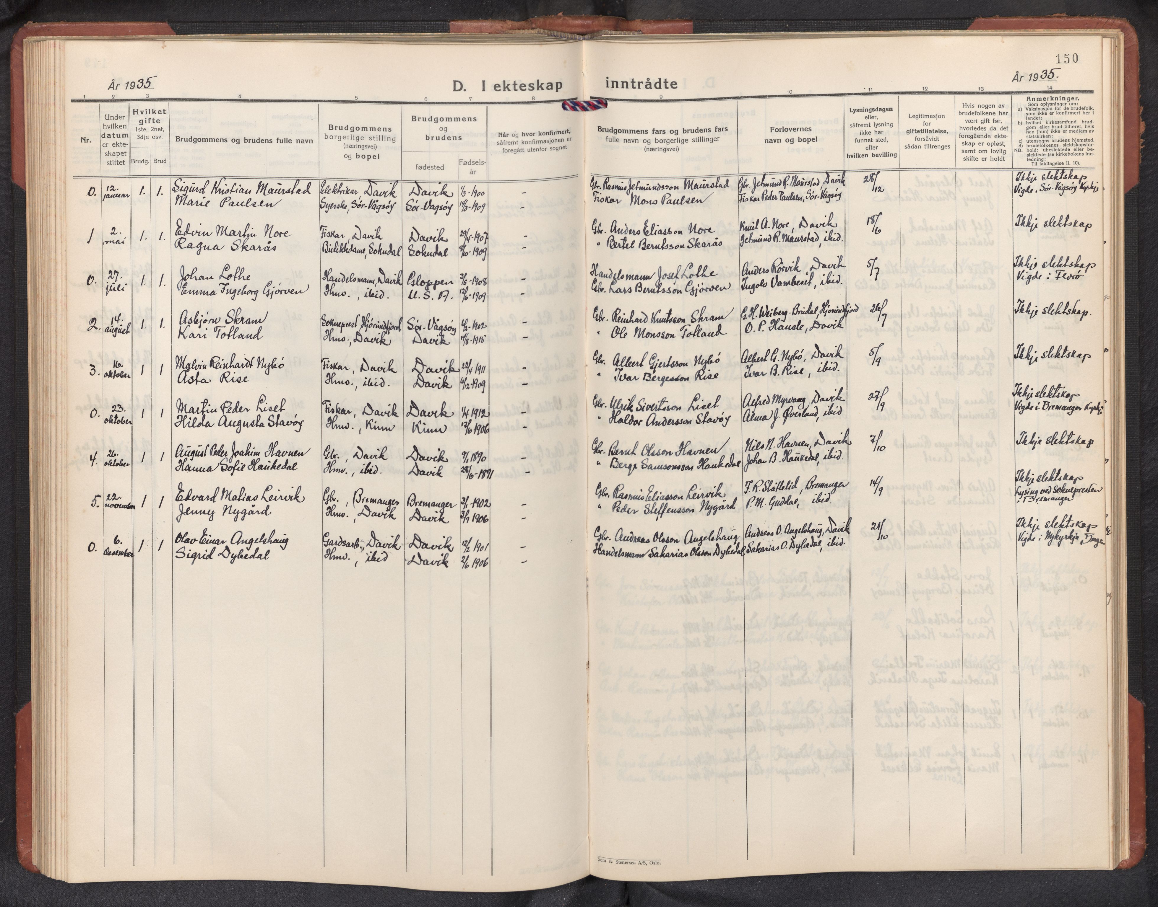 Davik sokneprestembete, AV/SAB-A-79701/H/Hab/Habc/L0004: Parish register (copy) no. C 4, 1930-1952, p. 149b-150a