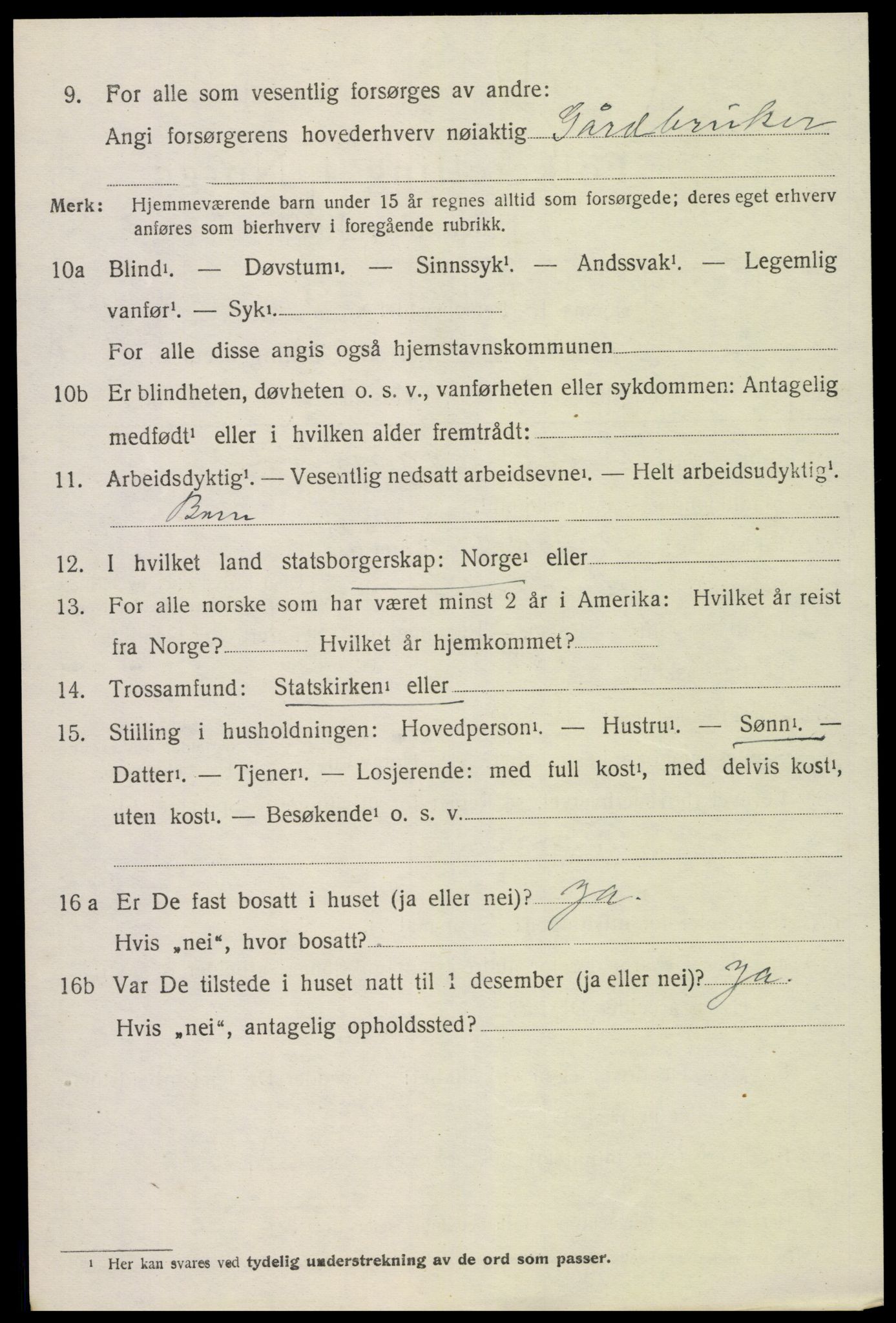 SAK, 1920 census for Øyestad, 1920, p. 5403