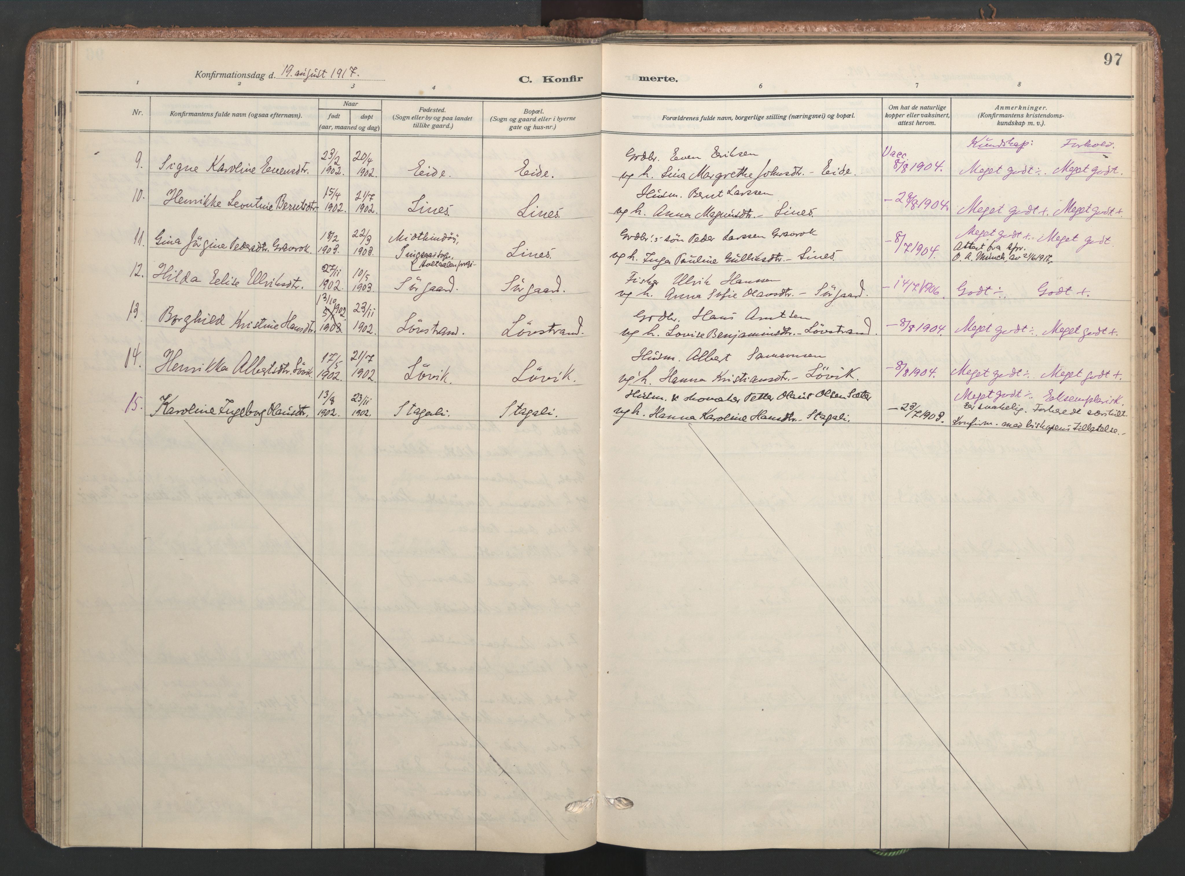 Ministerialprotokoller, klokkerbøker og fødselsregistre - Sør-Trøndelag, AV/SAT-A-1456/656/L0694: Parish register (official) no. 656A03, 1914-1931, p. 97