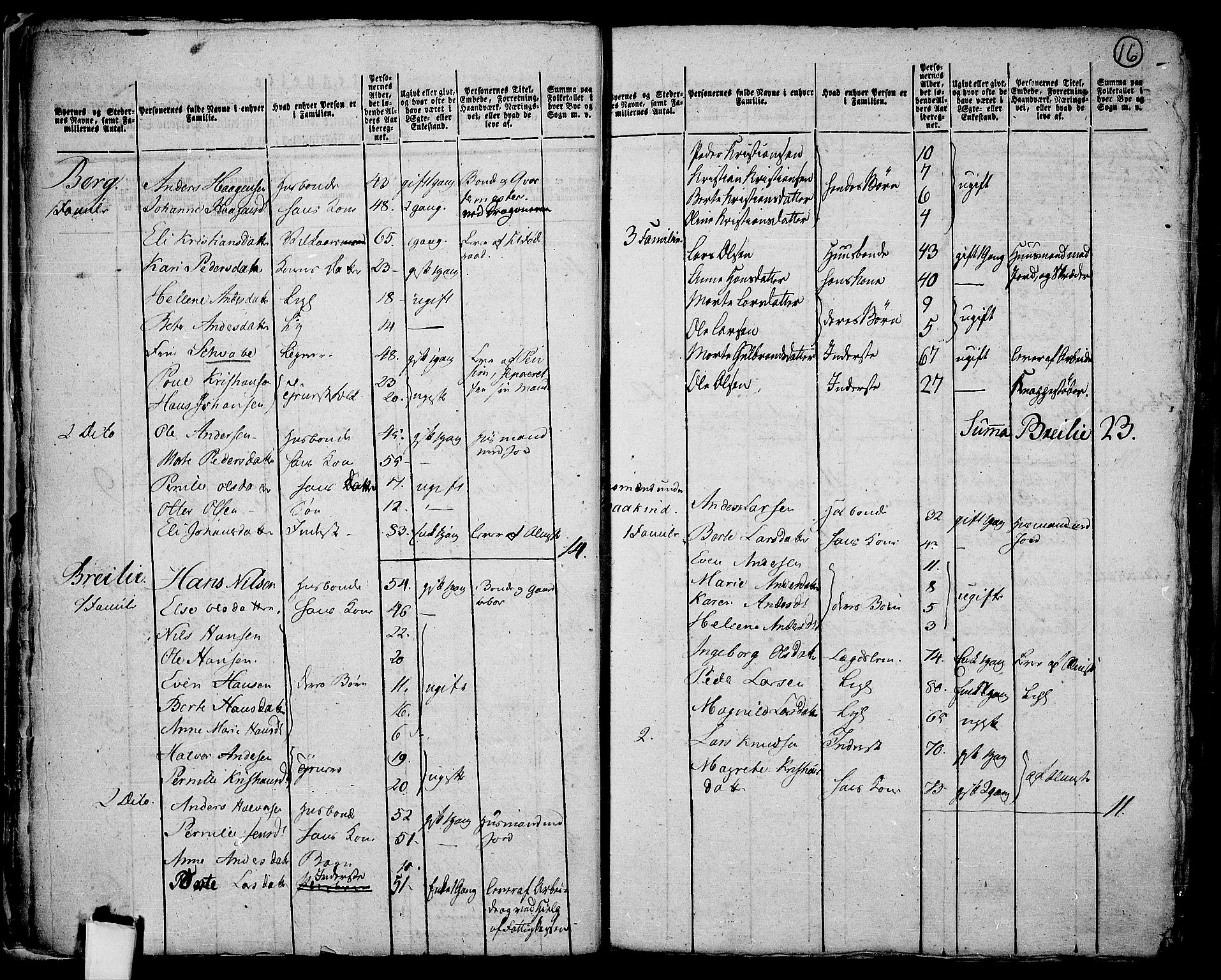 RA, 1801 census for 0528P Toten, 1801, p. 15b-16a