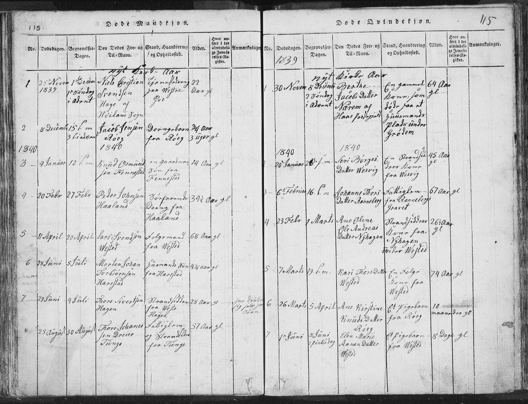 Hetland sokneprestkontor, SAST/A-101826/30/30BA/L0001: Parish register (official) no. A 1, 1816-1856, p. 115