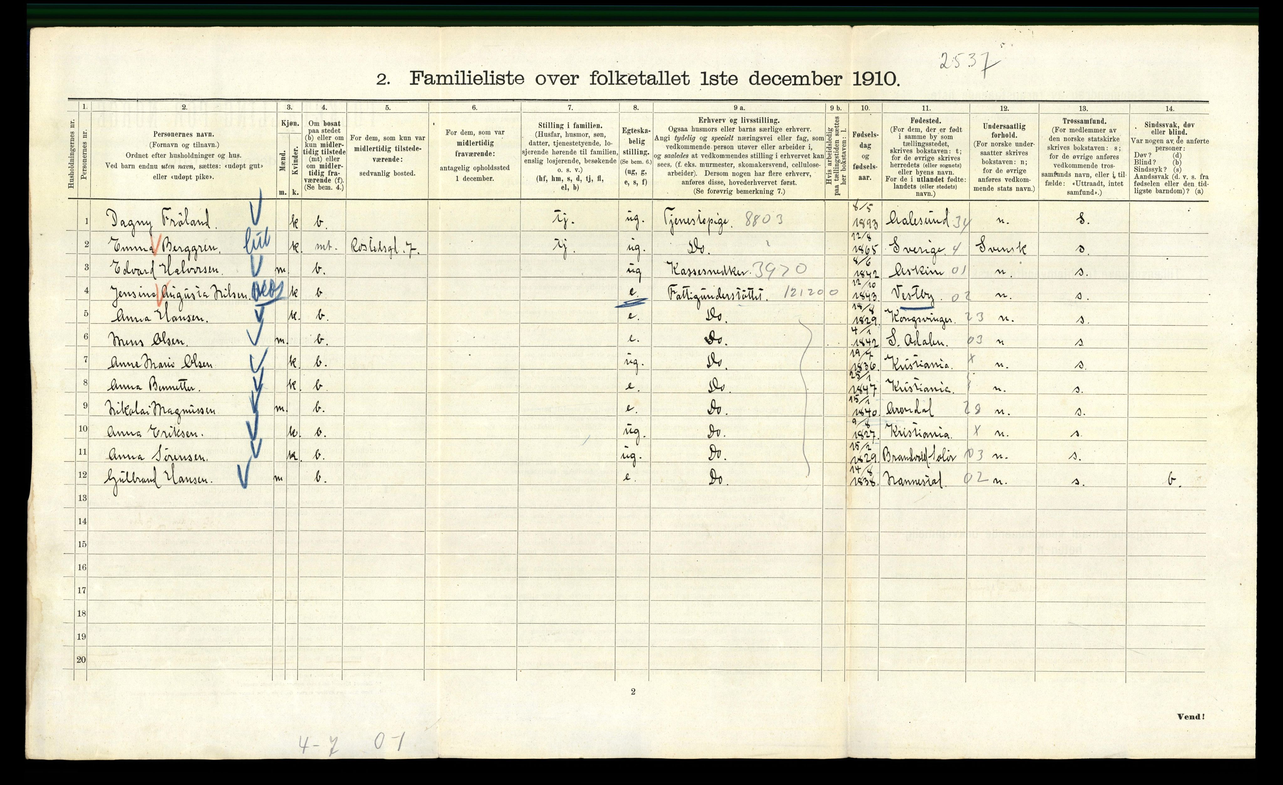 RA, 1910 census for Kristiania, 1910, p. 67418