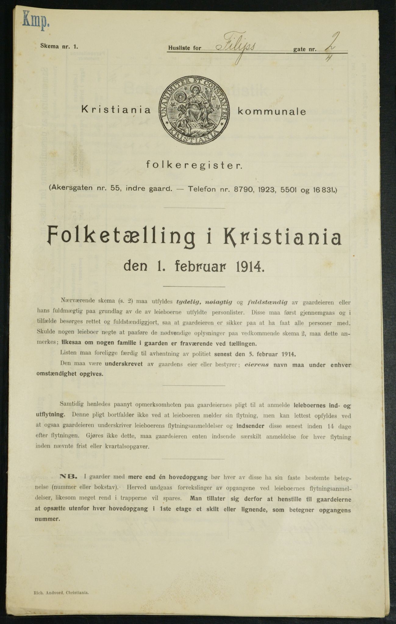 OBA, Municipal Census 1914 for Kristiania, 1914, p. 24369