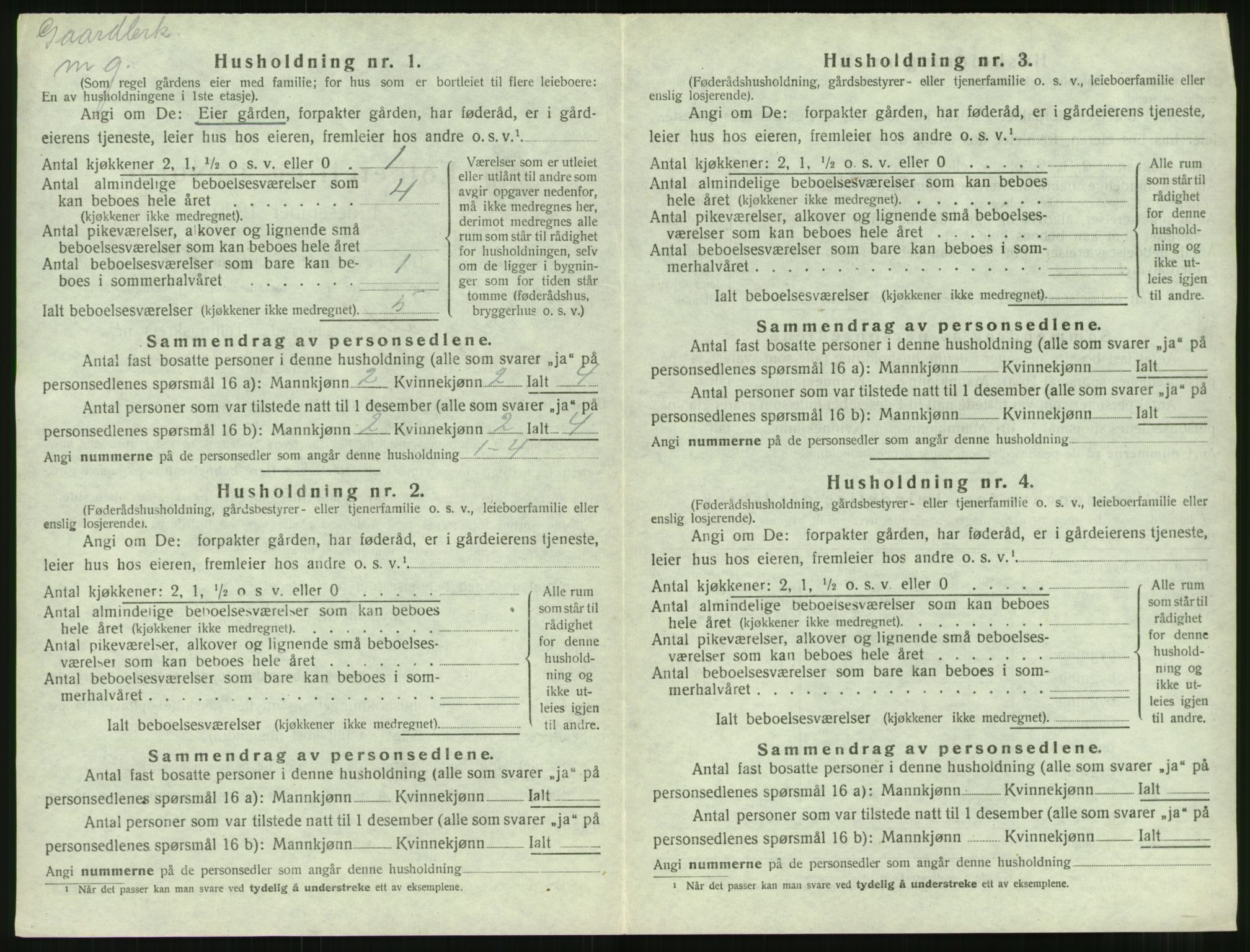 SAT, 1920 census for Tingvoll, 1920, p. 289