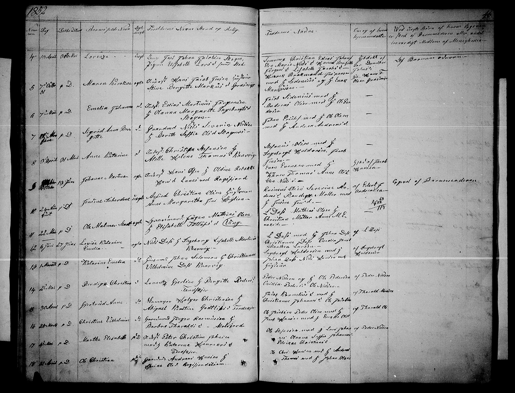 Lenvik sokneprestembete, SATØ/S-1310/H/Ha/Hab/L0003klokker: Parish register (copy) no. 3, 1844-1858, p. 46