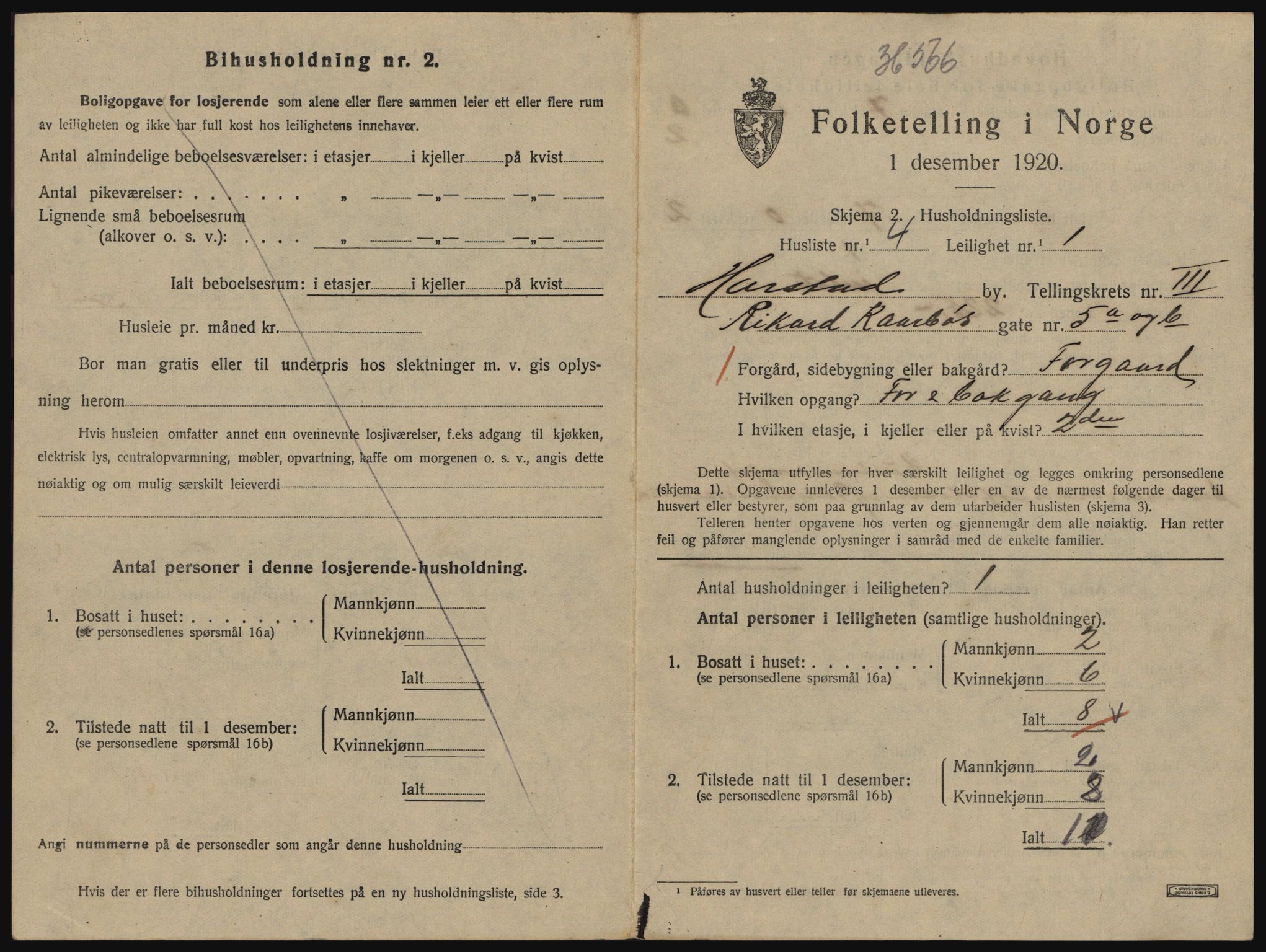 SATØ, 1920 census for Harstad, 1920, p. 1231